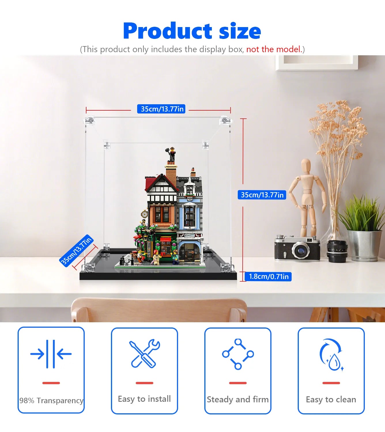 LEGO® Icons Tudor Corner 10350 Display Case - Premium Acrylic Showcase for LEGO Building Set - Perfect for Home Decoration, Office Display & Collector's Showcase