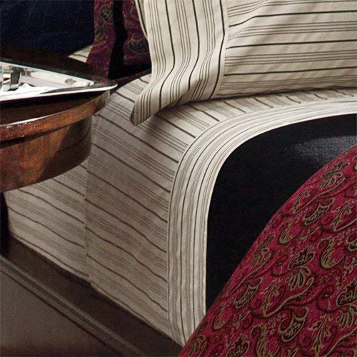 Lauren by Ralph Lauren Bleecker Street Queen Flat Sheet - 100% Cotton Luxury Bedding for Comfortable Sleep | Perfect for Master Bedroom, Guest Room & Hotel Use