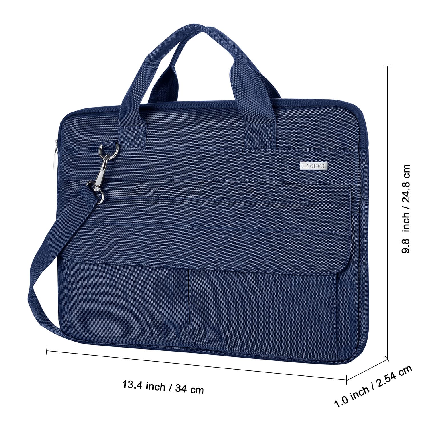 LANDICI Slim Waterproof Laptop Bag for 13-14 Inch MacBook Air/Pro & Chromebook - Lightweight Carrying Case with Shoulder Strap (Blue) - Perfect for Business Travel, Commuting & School Use