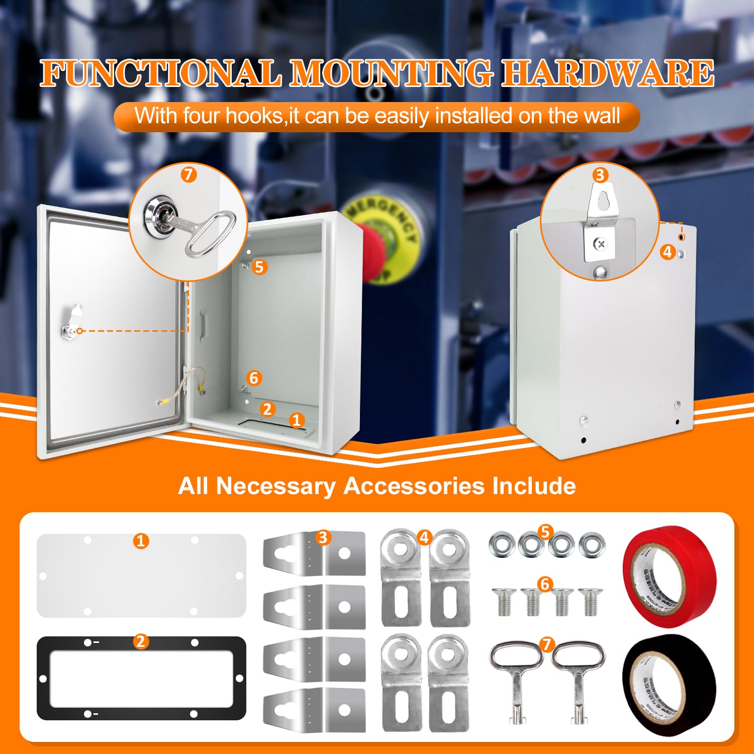 Kinchoix 24x16x10 Inch NEMA 4X Waterproof Electrical Enclosure Box - Outdoor Weatherproof Lockable Junction Box for Electrical Wiring & Equipment Protection - Ideal for Gardens, Patios & Industrial Use