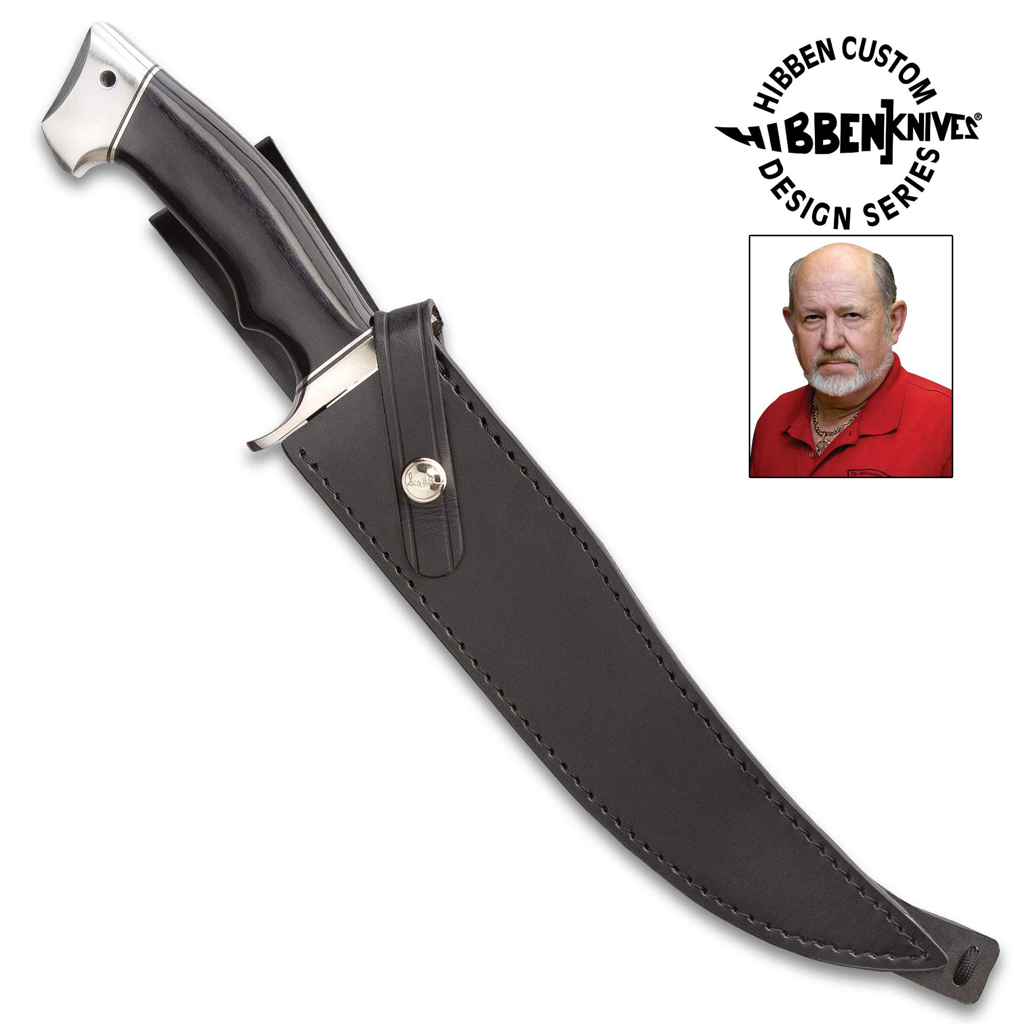 Hibben Arizona Bowie Knife with Sheath - 5Cr15 Stainless Steel Blade, Linen Micarta Handle - 15.5