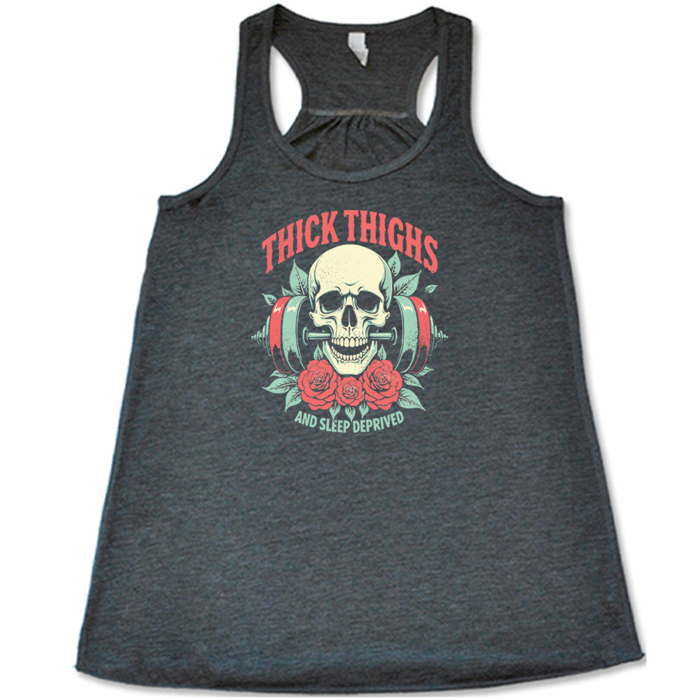 Thick Thighs And Sleep Deprived Funny T-Shirt - Comfortable Cotton Tee for Women - Perfect for Lounging, Sleepovers & Relaxing at Home
