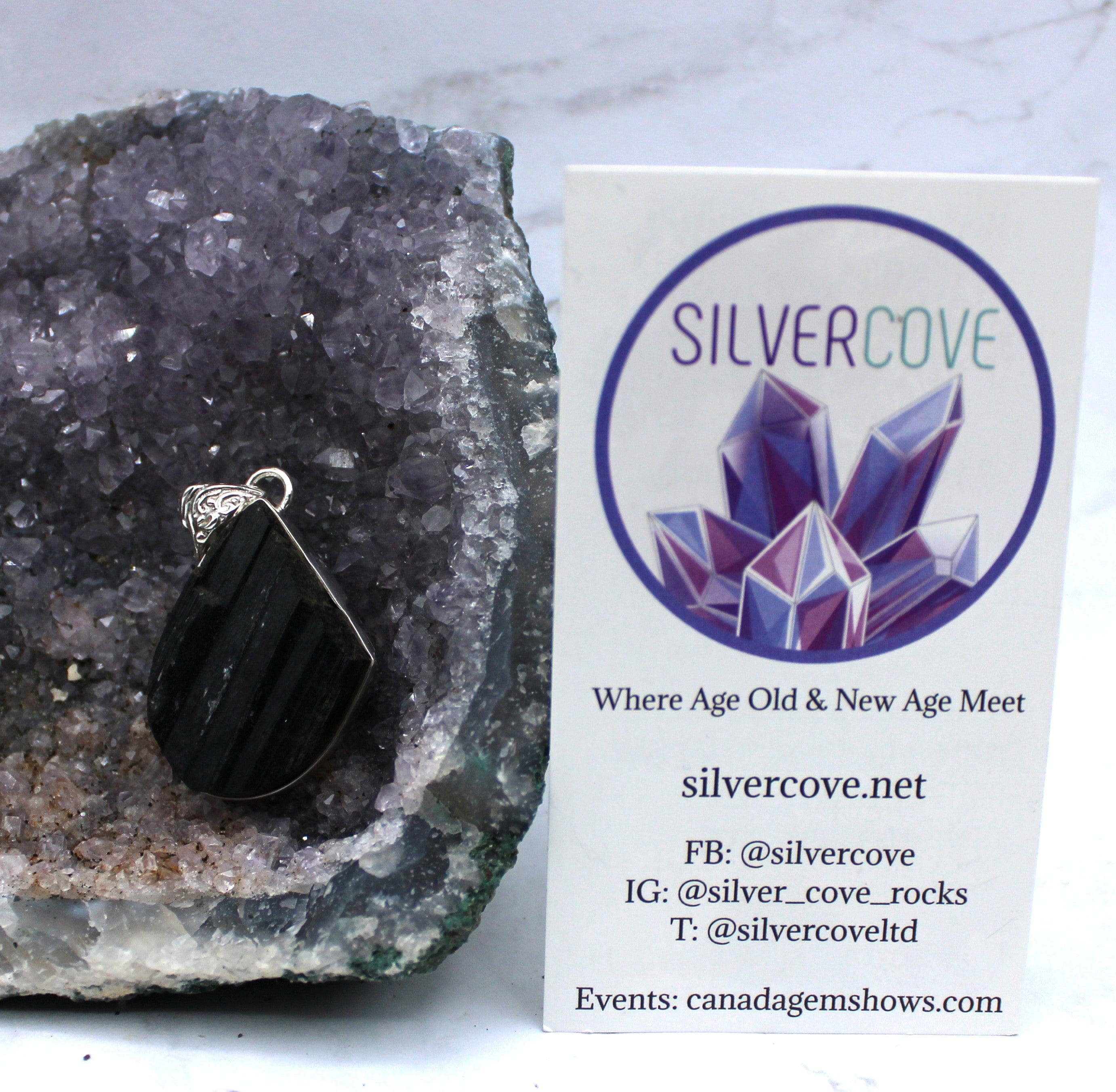 Black Tourmaline Pendant Necklace in Sterling Silver 925 - Protection Jewelry for Women, Men | Spiritual Healing, Energy Cleansing & Everyday Wear