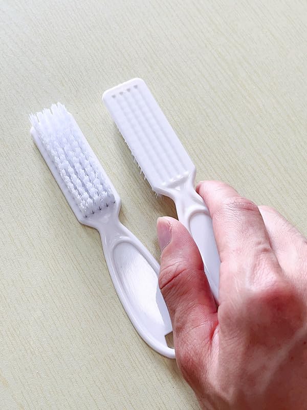 12Pcs Nail Brush Set for Cleaning Fingernails & Toenails - Ergonomic Handle Grip Manicure Pedicure Tools with Soft Bristles - Professional Nail Dust Cleaning Brush for Home, Salon, Spa - Perfect for Women & Men (White)