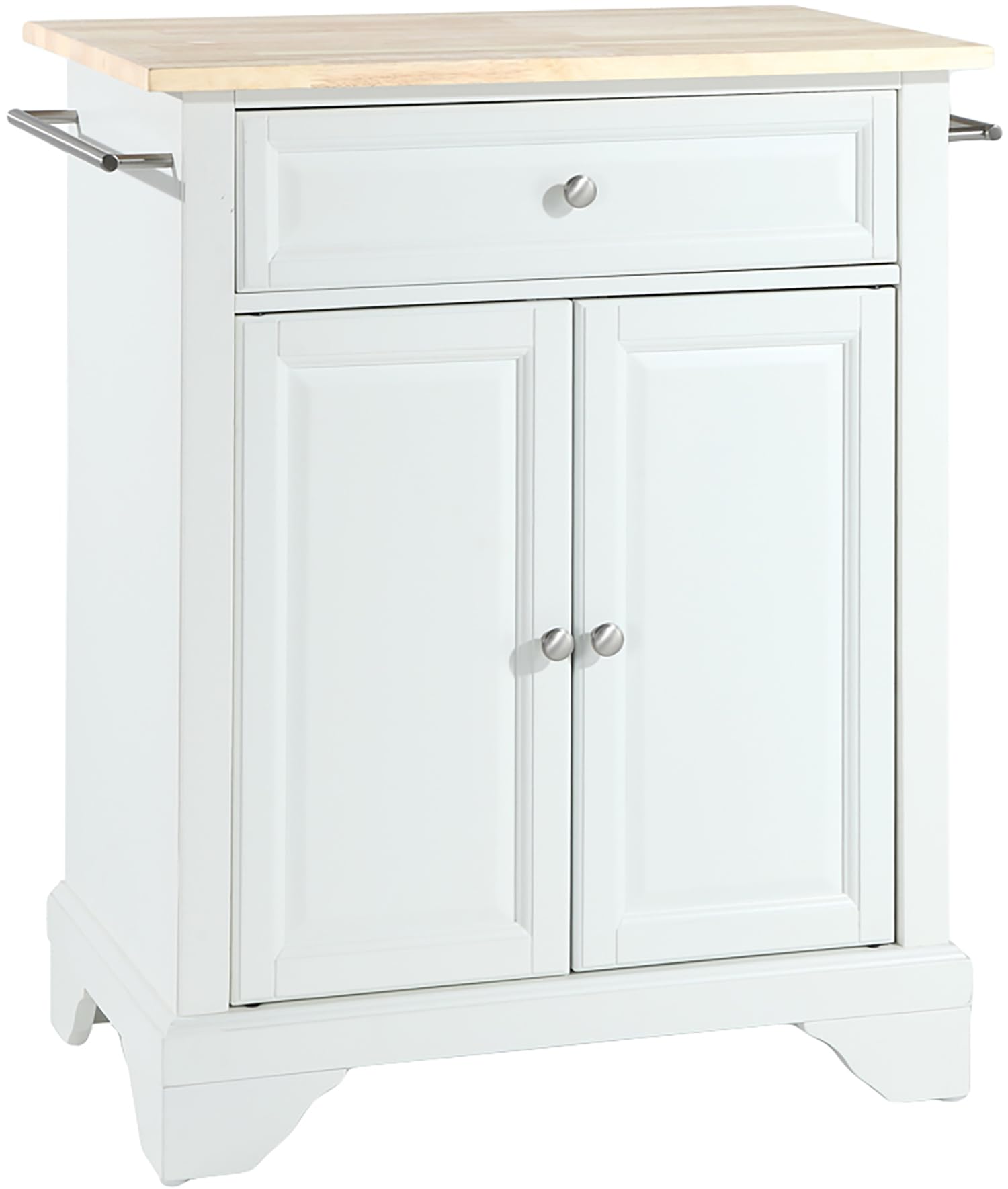 Crosley Lafayette White Wood Top Portable Rolling Kitchen Island Cart - Microwave Stand, Storage Cabinet for Small Spaces | Perfect for Kitchen, Pantry, Laundry Room & Dorm Organization