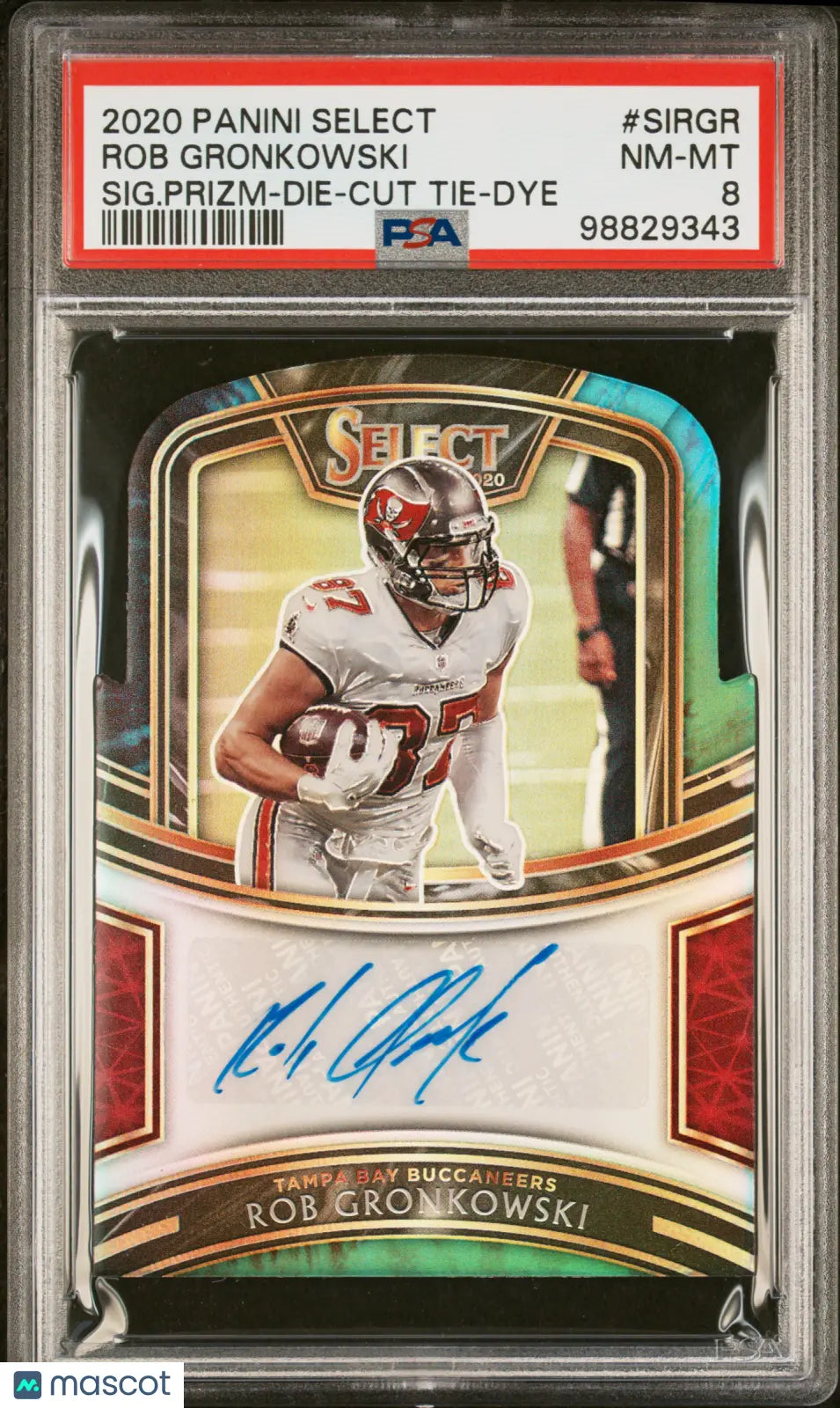 2020 Panini Select Football Rob Gronkowski Signature Die Cut Tie Dye Prizm PSA 8/15 - Rare Collectible Trading Card for NFL Fans & Sports Memorabilia Collectors - Perfect for Display, Investment or Fantasy Football Decor