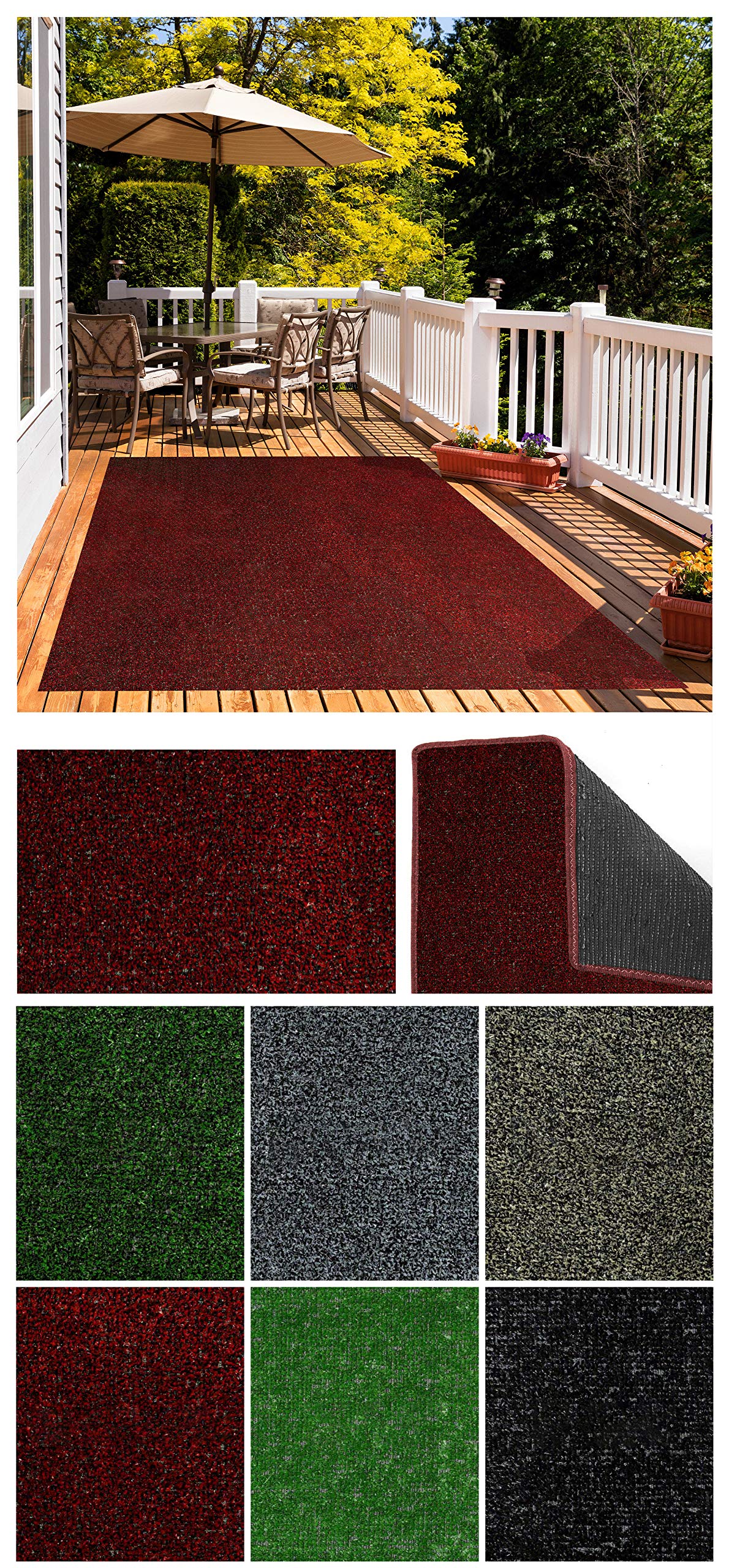 Premium Indoor/Outdoor Artificial Grass Turf Rug - 5' x 12' Red & Black - Non-Slip Eco-Friendly Synthetic Lawn Carpet for Patio, Deck, Balcony, Gazebo, Play Area, Home Decor & Outdoor Events