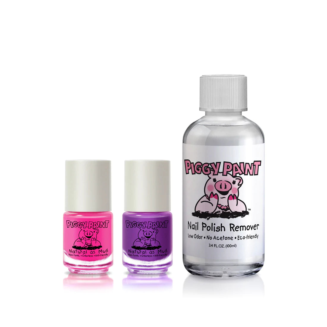 Piggy Paint Non-Toxic Nail Polish Set for Kids - 2 Polish Colors + Natural Nail Polish Remover - Safe & Fun Nail Art for Toddlers & Children - Perfect for Birthday Parties, Playdates & Spa Days