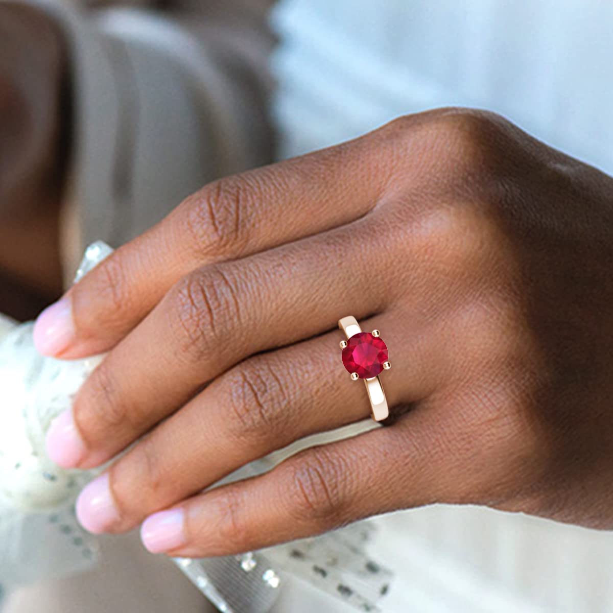 0.95ct Ruby Solitaire Ring in 14K Rose Gold - Elegant Engagement & Wedding Jewelry for Women - Perfect for Anniversaries, Proposals & Special Occasions