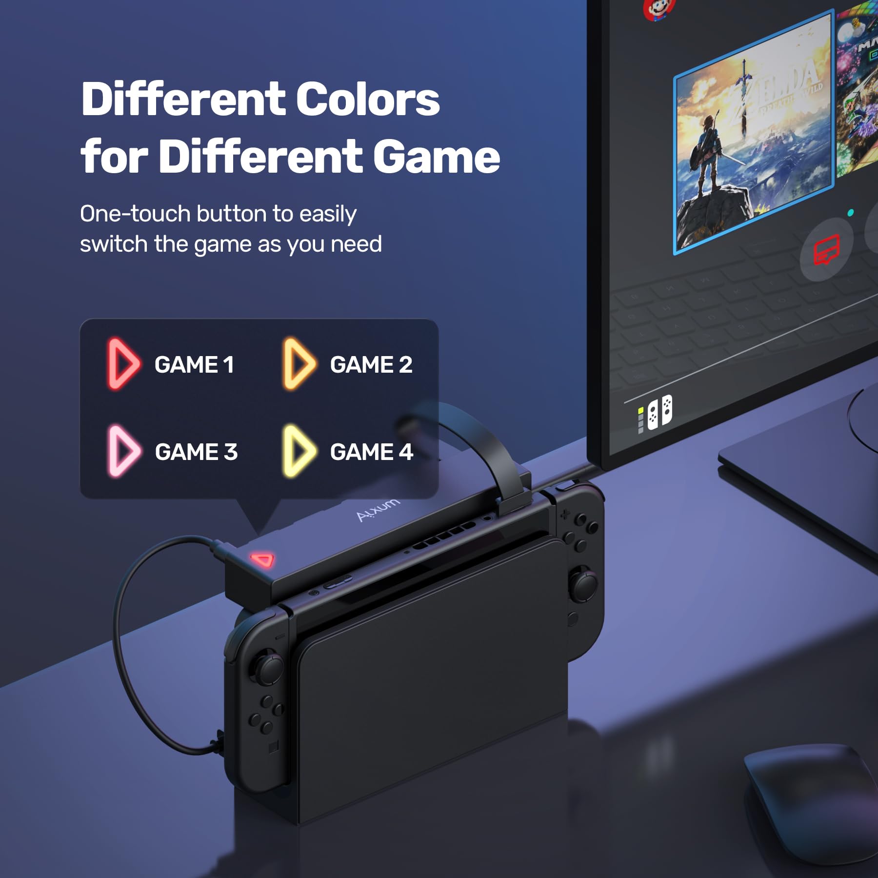 8-in-1 Nintendo Switch Game Card Reader & Holder - Compatible with Switch/Switch OLED - Quick Identification Multi-Game Switcher (4 Game Slots + 4 Storage Slots) - Perfect for Travel, Gaming Parties & Organized Storage