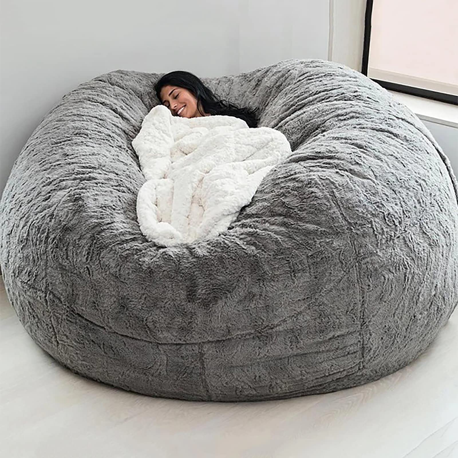 Large Bean Bag Chair Cover - Microsuede Sofa Bed with Foam Filling, Plush Toy Storage Bag for Adults | Breathable & Comfortable Furniture for Living Room, Bedroom, Game Room, and Dorm