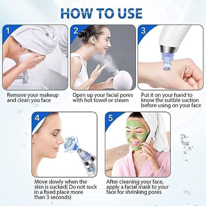 NOBILEA Derma Suction Vacuum Skin Cleanser - 4-in-1 Blackhead & Pimple Remover Tool for Deep Pore Cleansing | Acne Treatment & Facial Exfoliation Kit | Perfect for Daily Skincare, Spa & At-Home Beauty Routine