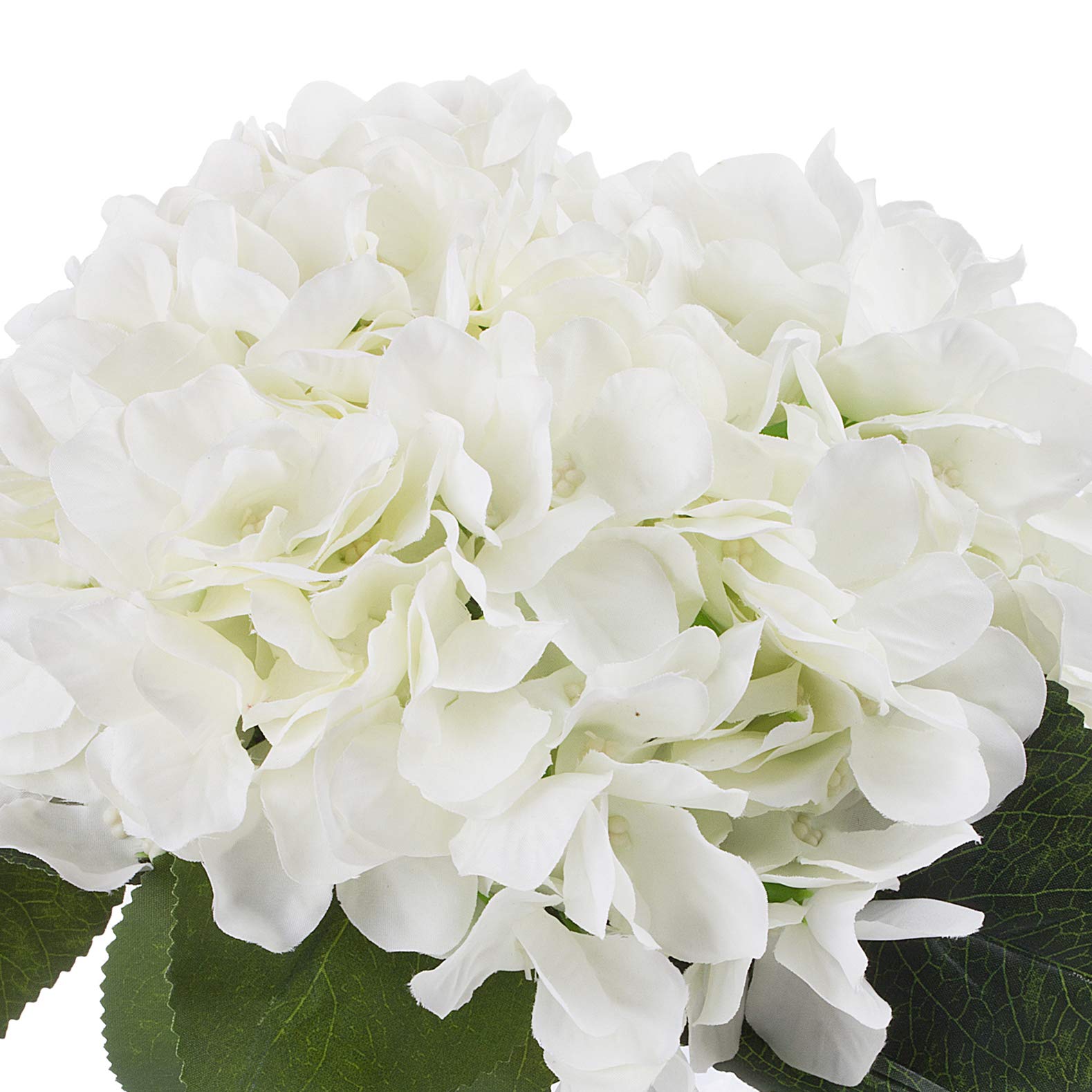 Premium Artificial Silk Hydrangea Flower Arrangement in Clear Glass Vase - Cream Home Decor for Living Room, Wedding Centerpiece & Office Decoration