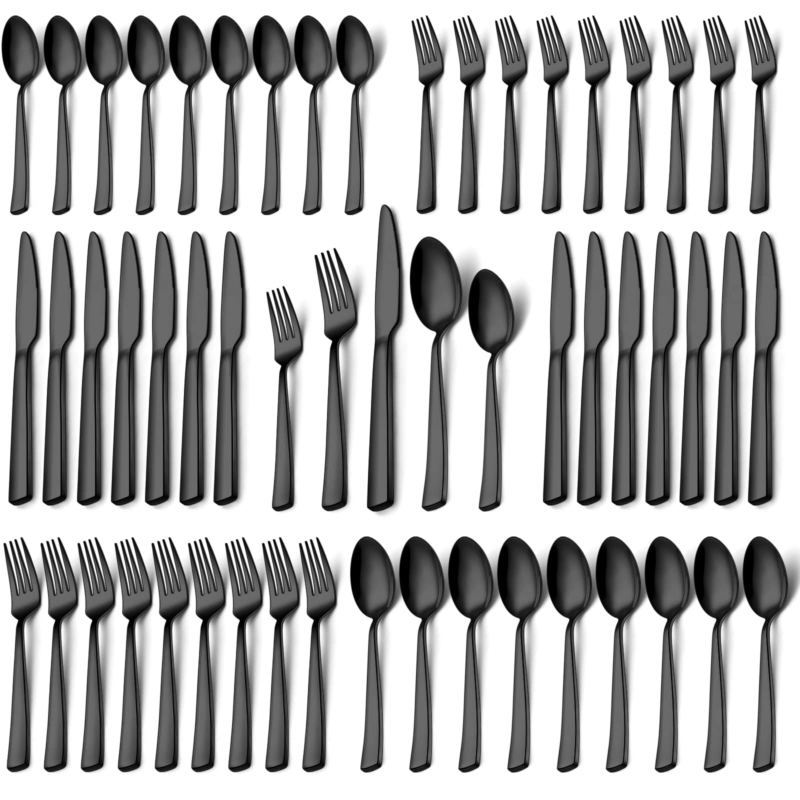 Umite Chef 40-Piece Stainless Steel Flatware Set - Black Silverware Cutlery Set for 8 People (Forks, Spoons, Knives) - Dishwasher Safe Kitchen & Dining Tableware - Perfect for Everyday Meals, Dinner Parties & Restaurant Use