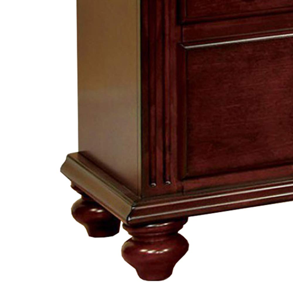 Furniture of America Gabrielle II Cherry Wood Nightstands - Bedside Tables for Bedroom with Storage Drawers, Modern Home Decor