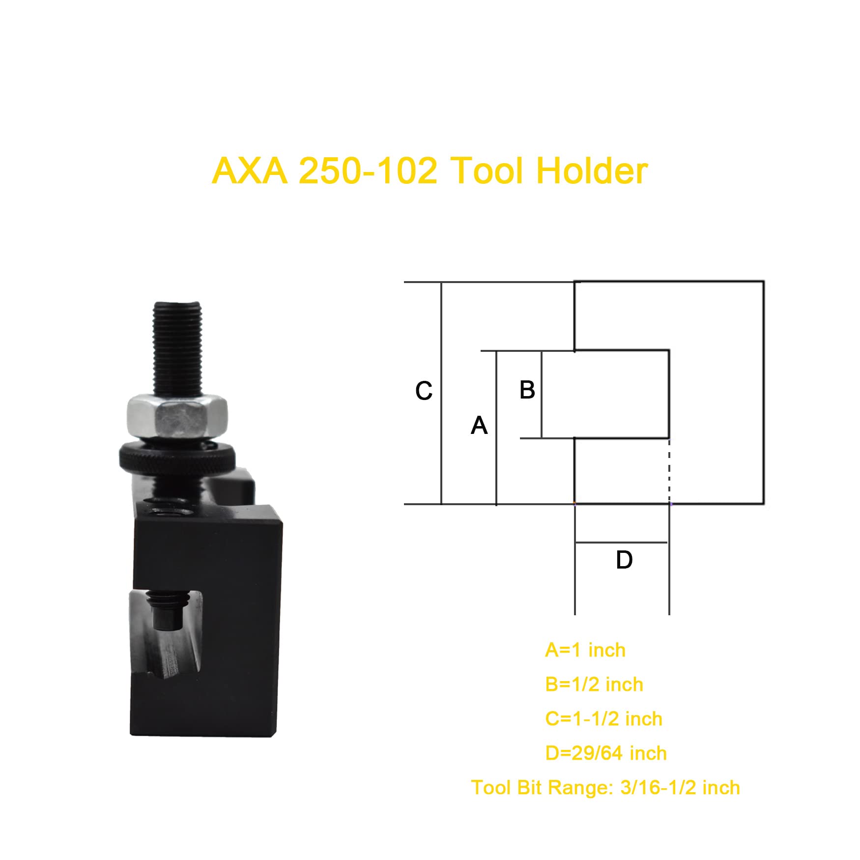 WFLNHB AXA 250-102 Quick Change Tool Post Holder for Lathe - Boring & Turning Tool Holder, Compatible with AXA Tool Posts | Perfect for Metalworking, Woodworking & DIY Projects