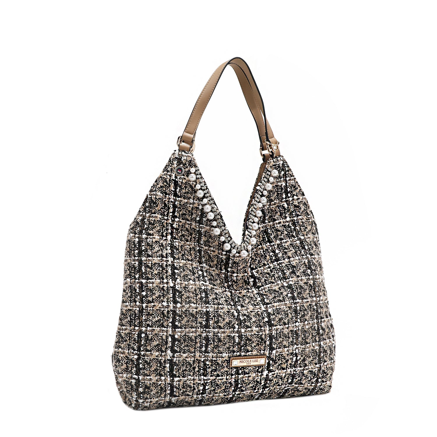 Stylish Tweed Large Hobo Bag for Women - Fashionable Shoulder Tote Handbag - Perfect for Work, Travel & Everyday Use