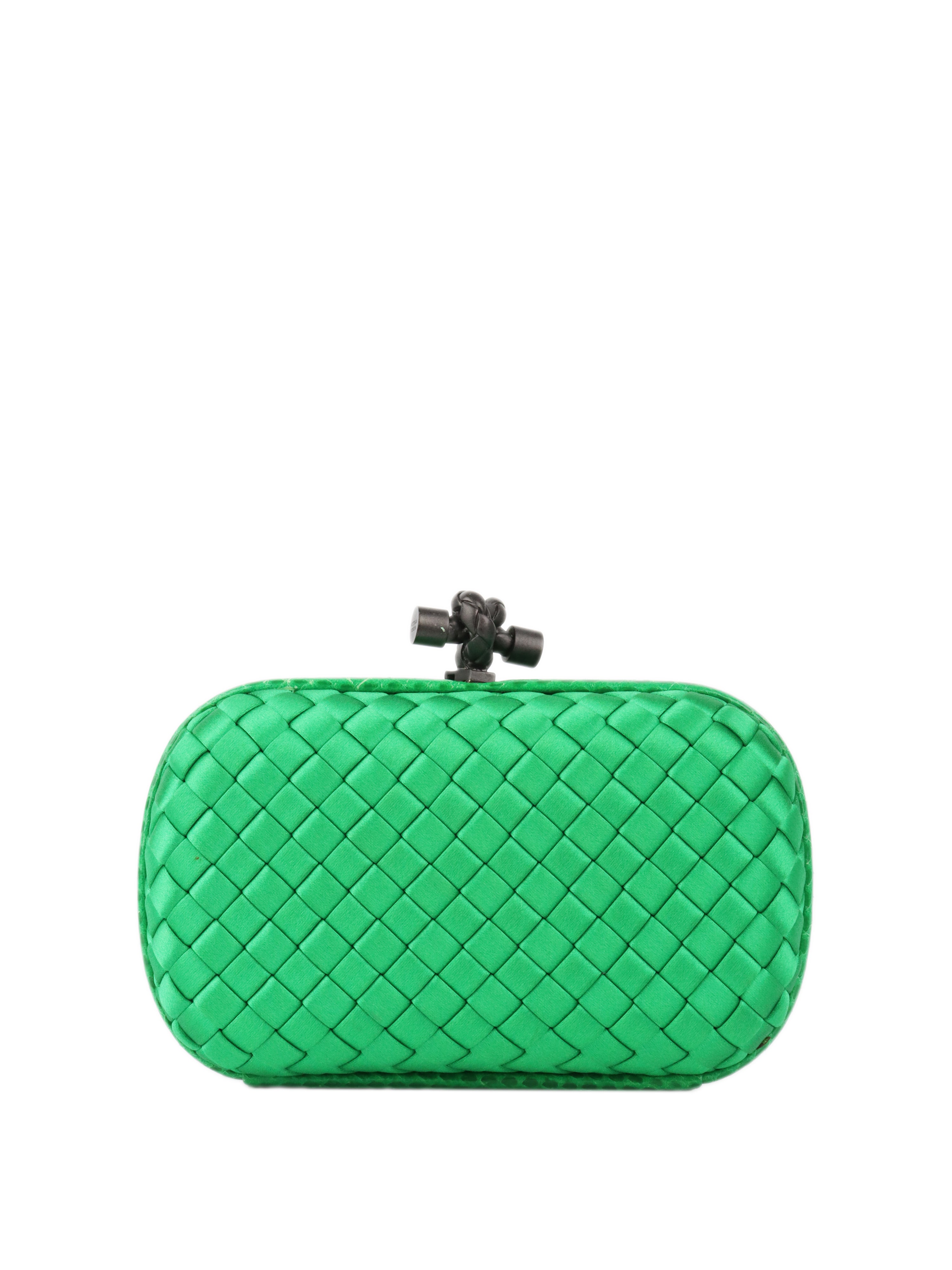 Bottega Veneta Green Intrecciato Leather Clutch Bag for Women | Luxury Designer Handbag for Evening Parties, Weddings & Special Occasions