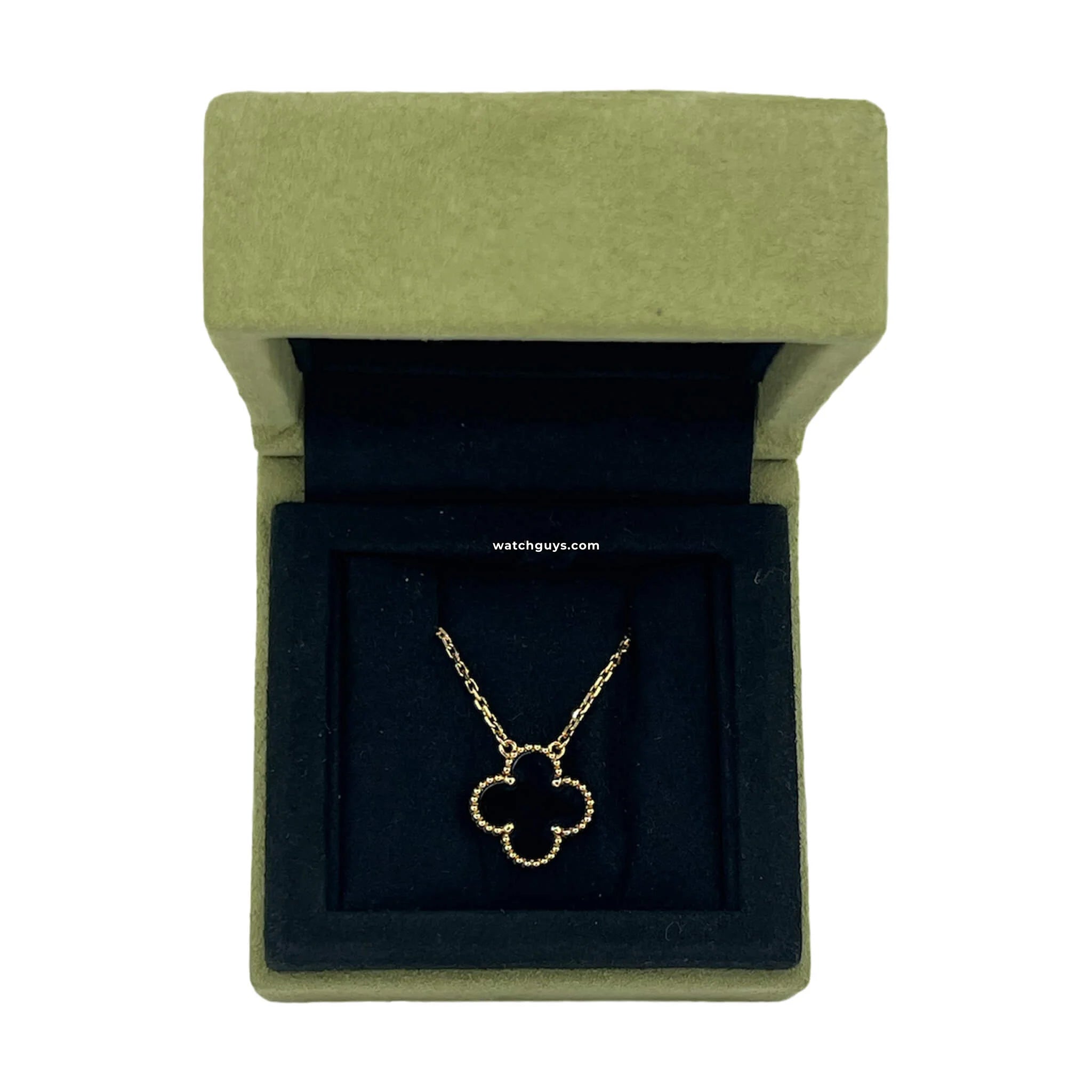 Van Cleef & Arpels Vintage Alhambra Pendant Necklace in Onyx - Elegant Black Gemstone Jewelry for Women, Perfect for Parties, Weddings & Special Occasions
