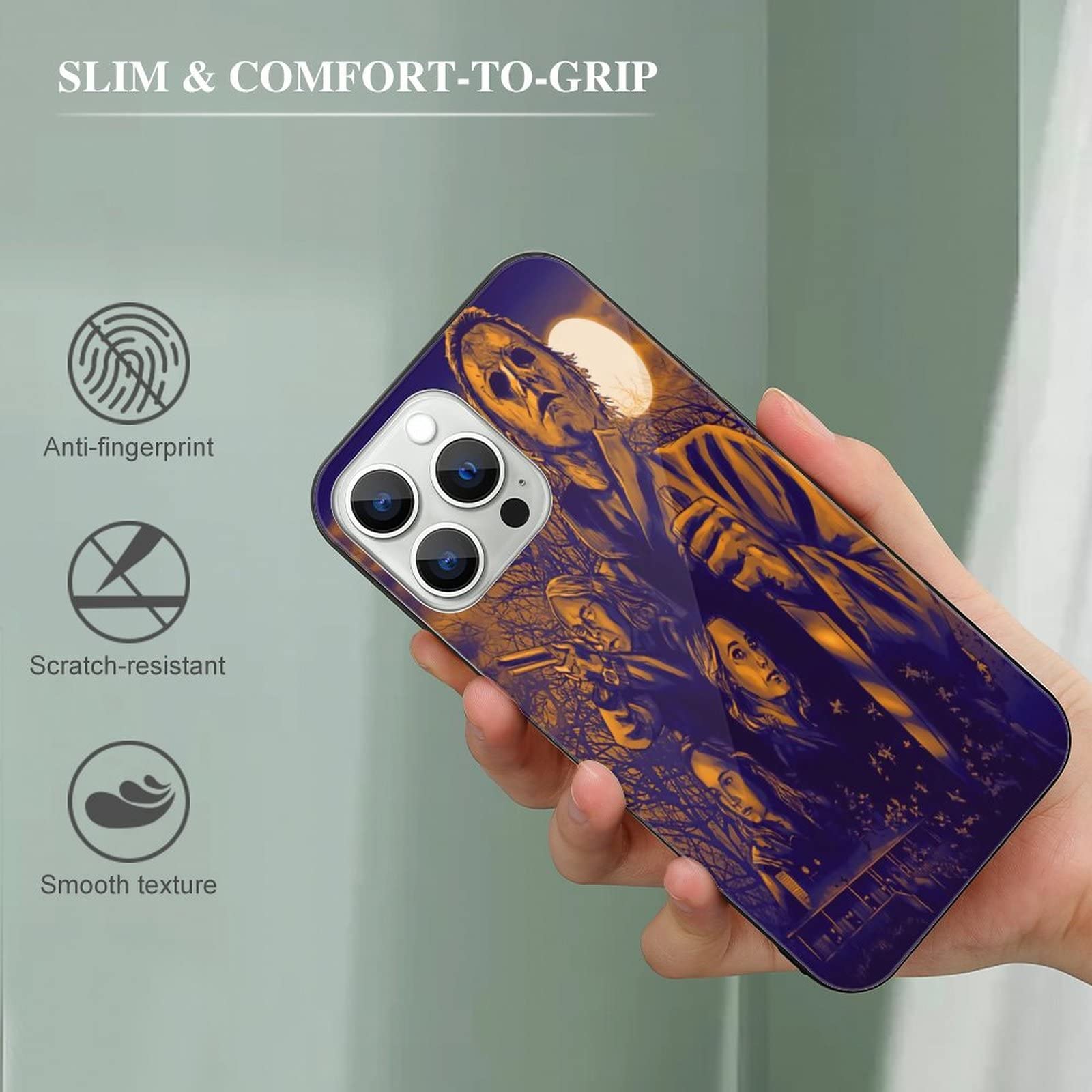 ZHANGXM Tempered Glass iPhone 13 Full Body Protective Case - Halloween Michael Myers Horror Theme Shockproof Cover for iPhone 13/13 Pro - Perfect for Halloween Parties, Horror Movie Nights & Everyday Protection