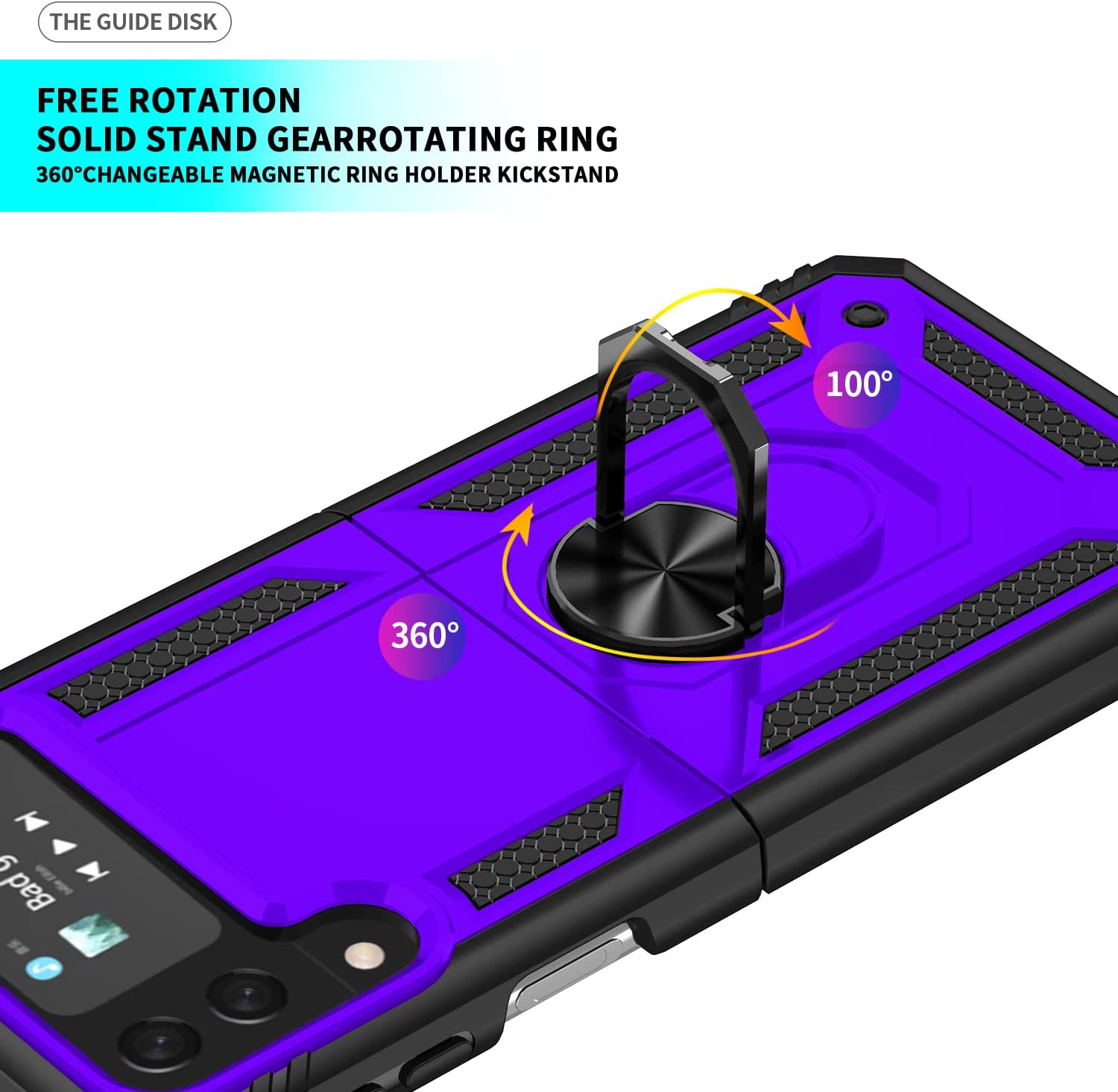 Samsung Galaxy Z Flip 4 Case with Kickstand - Heavy Duty Shockproof Protective Cover in Purple | Perfect for Work, Travel & Everyday Use