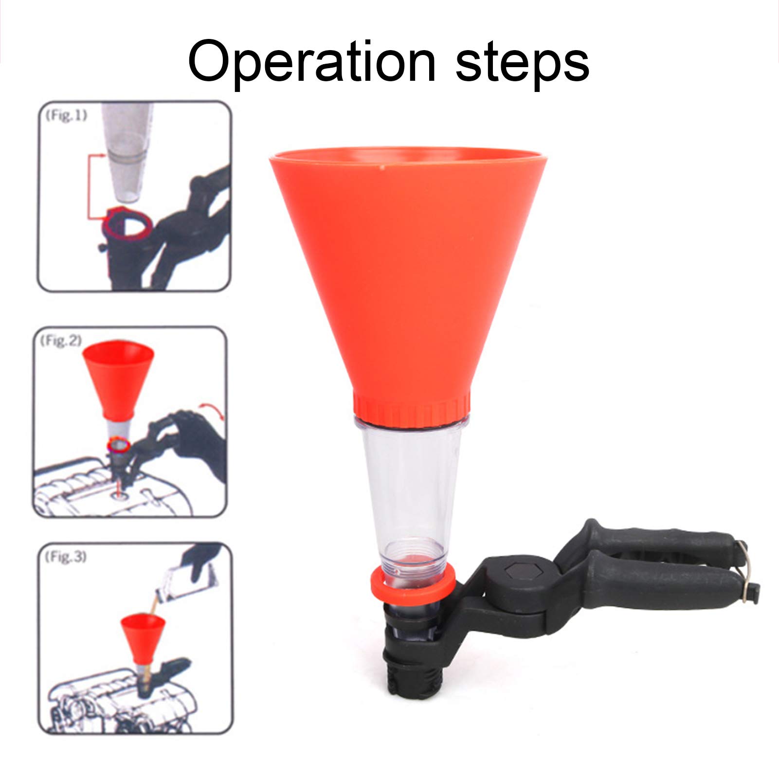 Universal Plastic Oil Funnel for Cars & Motorcycles - Large Diameter Engine Fluid Filling Tool for Oil, Diesel, Kerosene & Gasoline - Perfect for DIY Auto Maintenance & Garage Use (Red)