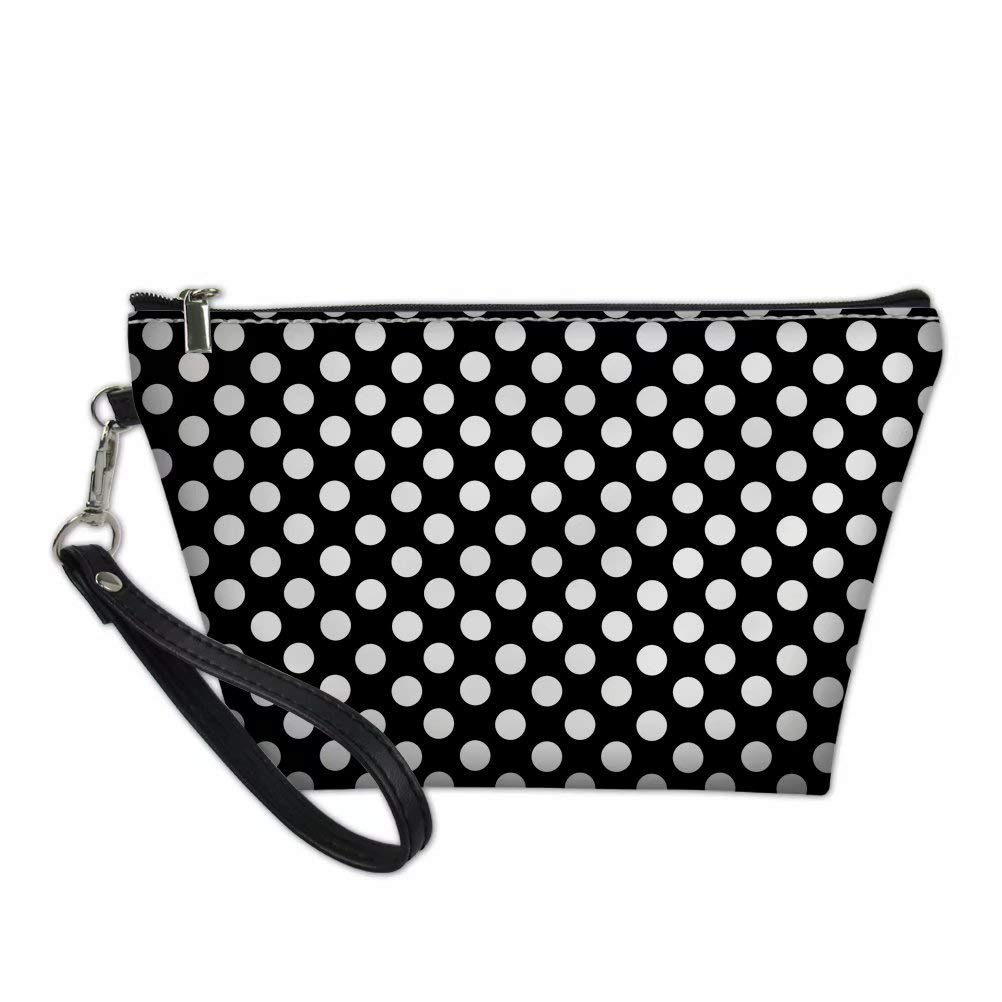 Stylish Black and White Polka Dot Clutch Toiletry Bag - Waterproof Travel Cosmetic Makeup Case for Women | Perfect for Travel, Gym, and Daily Organizer