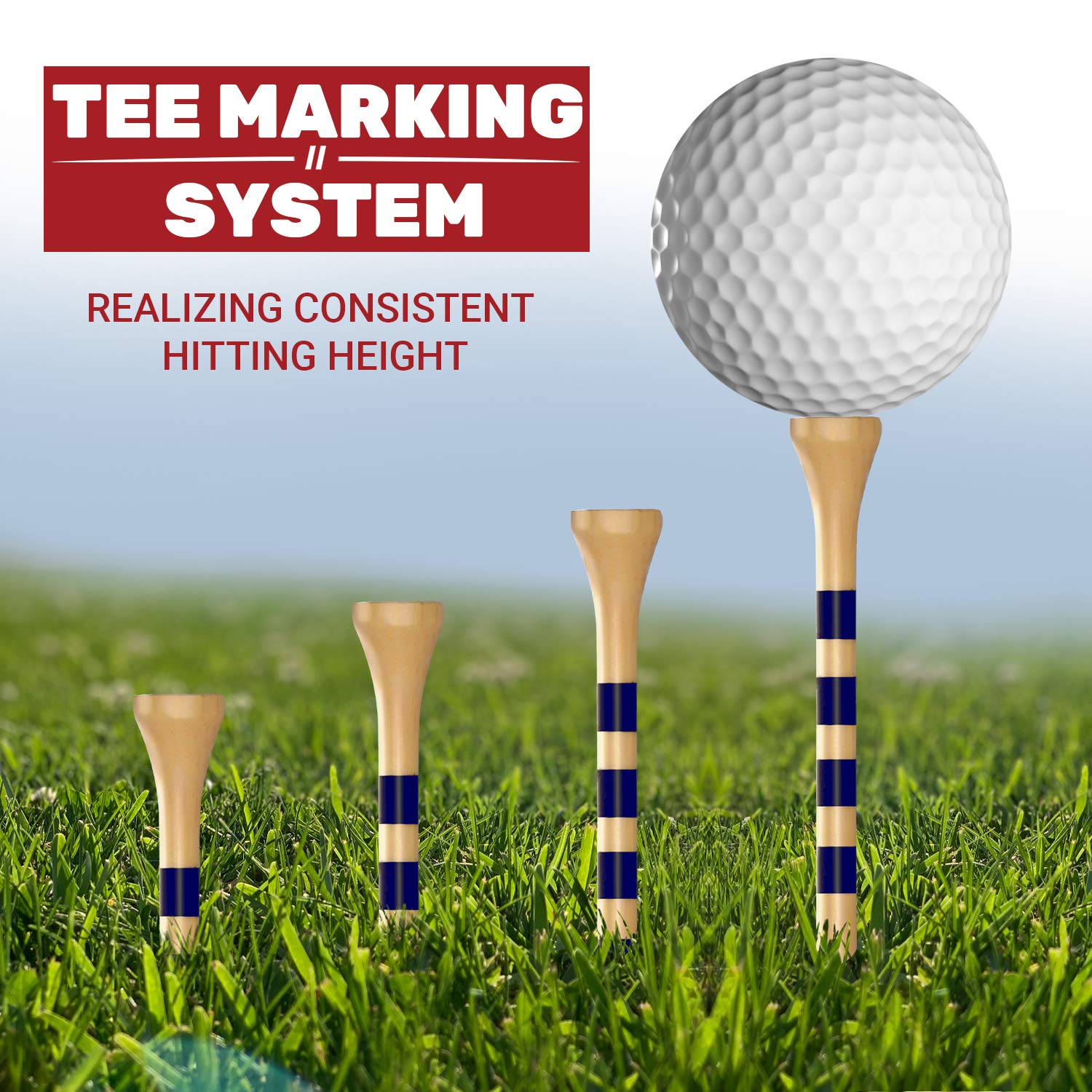 Premium Bamboo Golf Tees Set - 4 Sizes (1.5