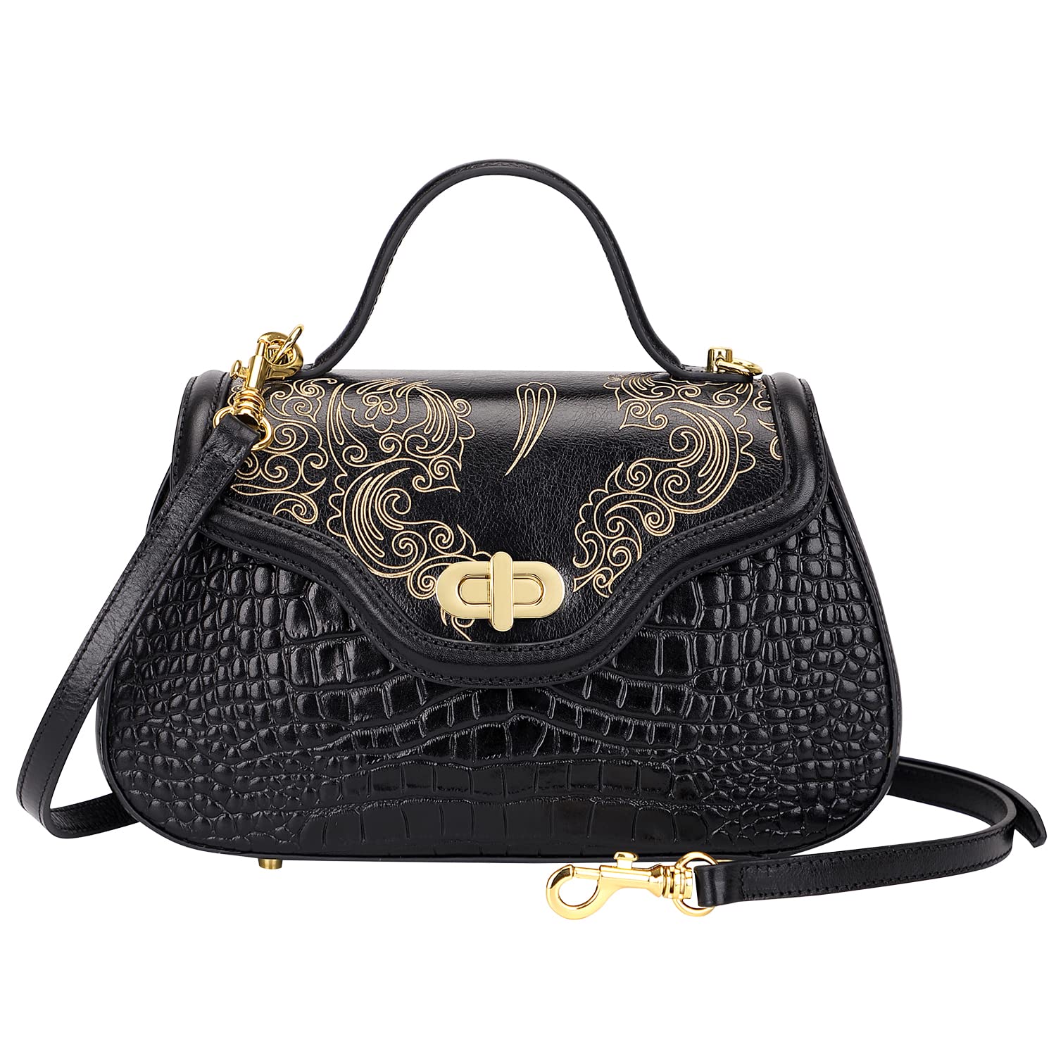 PIJUSHI Women's Designer Crossbody Purse & Handbag - Genuine Crocodile Leather Satchel Bag for Work, Travel & Evening Events | Fashionable Shoulder Bag for Daily Use