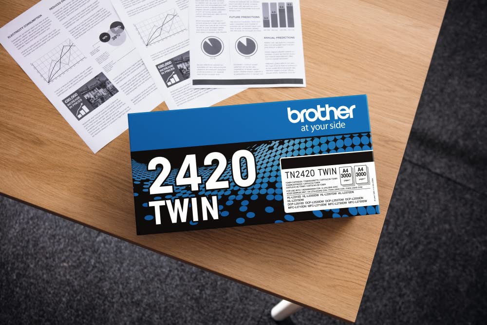 Brother TN-2420TWIN High Yield Black Toner Cartridge Twin Pack (2-Pack) | Genuine OEM Supplies | Compatible with Brother Printers for Office & Home Use