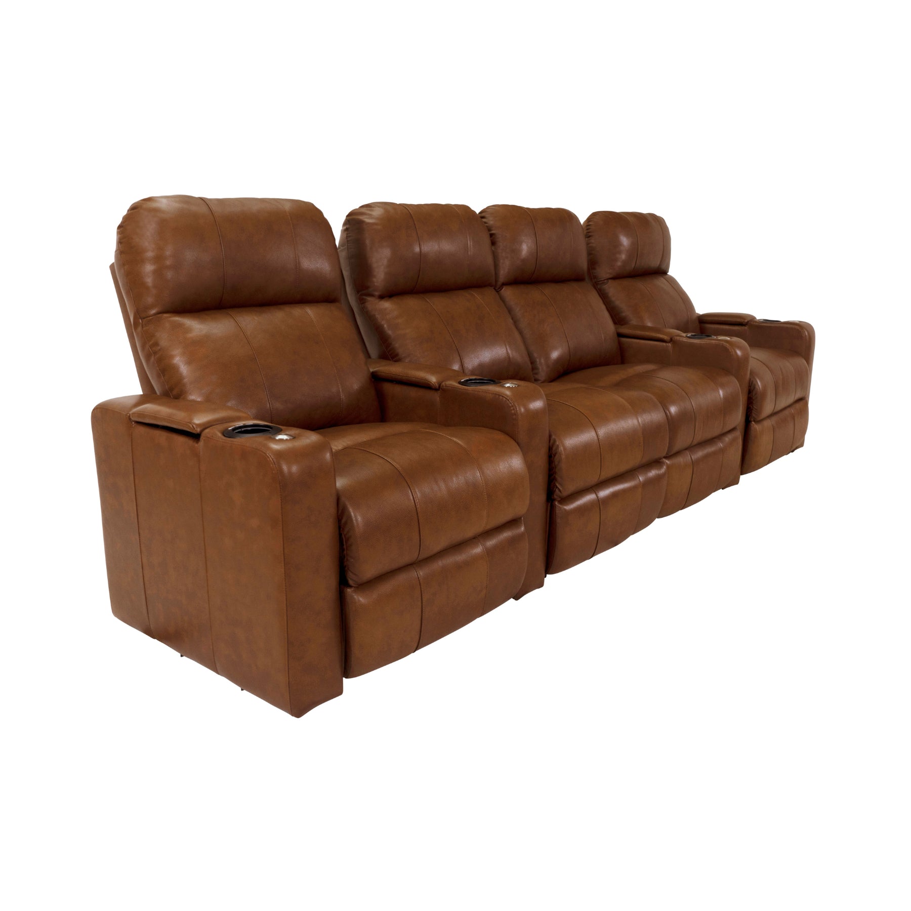 RowOne 4-Piece Recliner Set - Ultra Soft Fabric Sectional Sofa with Cup Holders and USB Ports | Perfect for Living Room, Home Theater, and Family Gatherings