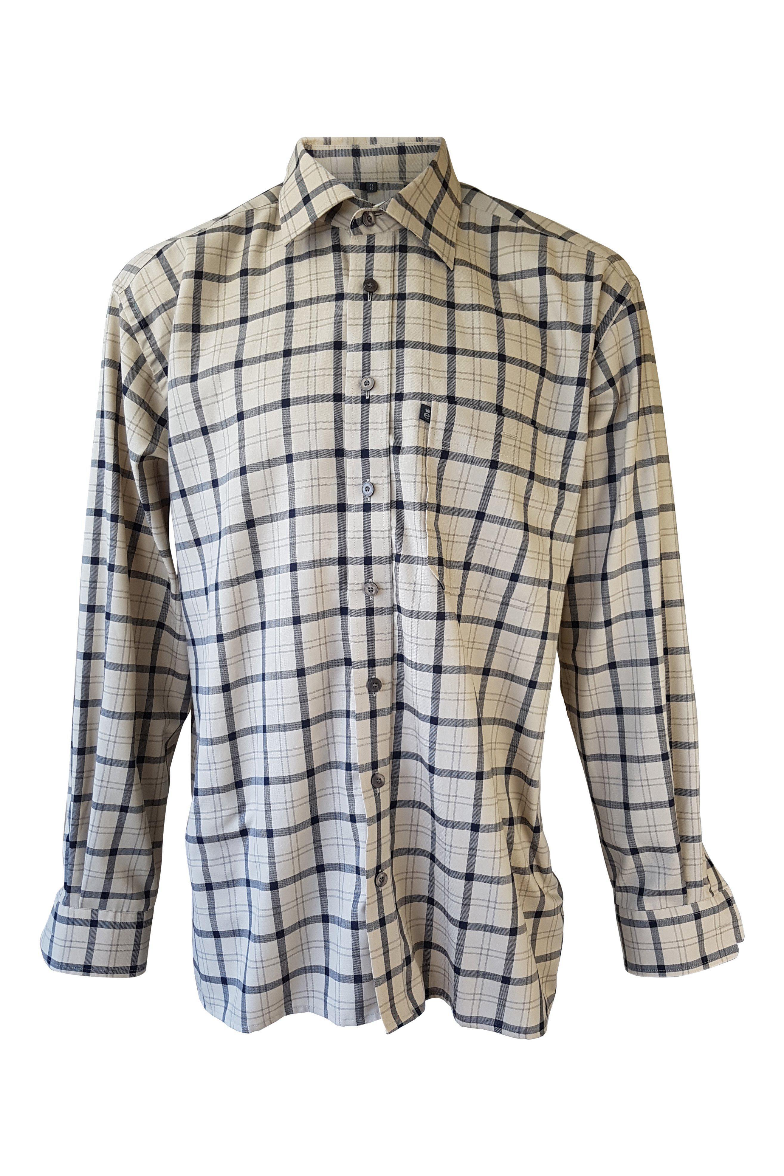 ETERNA EXCELLENT Cream & Black Checked Button-Down Shirt for Men (Size 41/16) | Casual Office Wear & Date Night Outfit