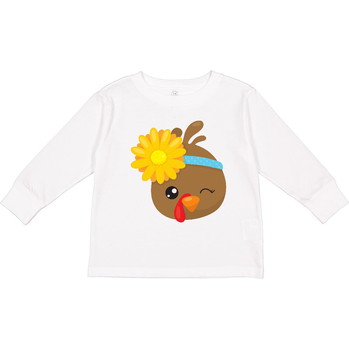 Inktastic Cute Turkey & Brown Turkey with Toddler Long Sleeve T-Shirt for Kids - Thanksgiving Family Outfit & Holiday Matching Shirts