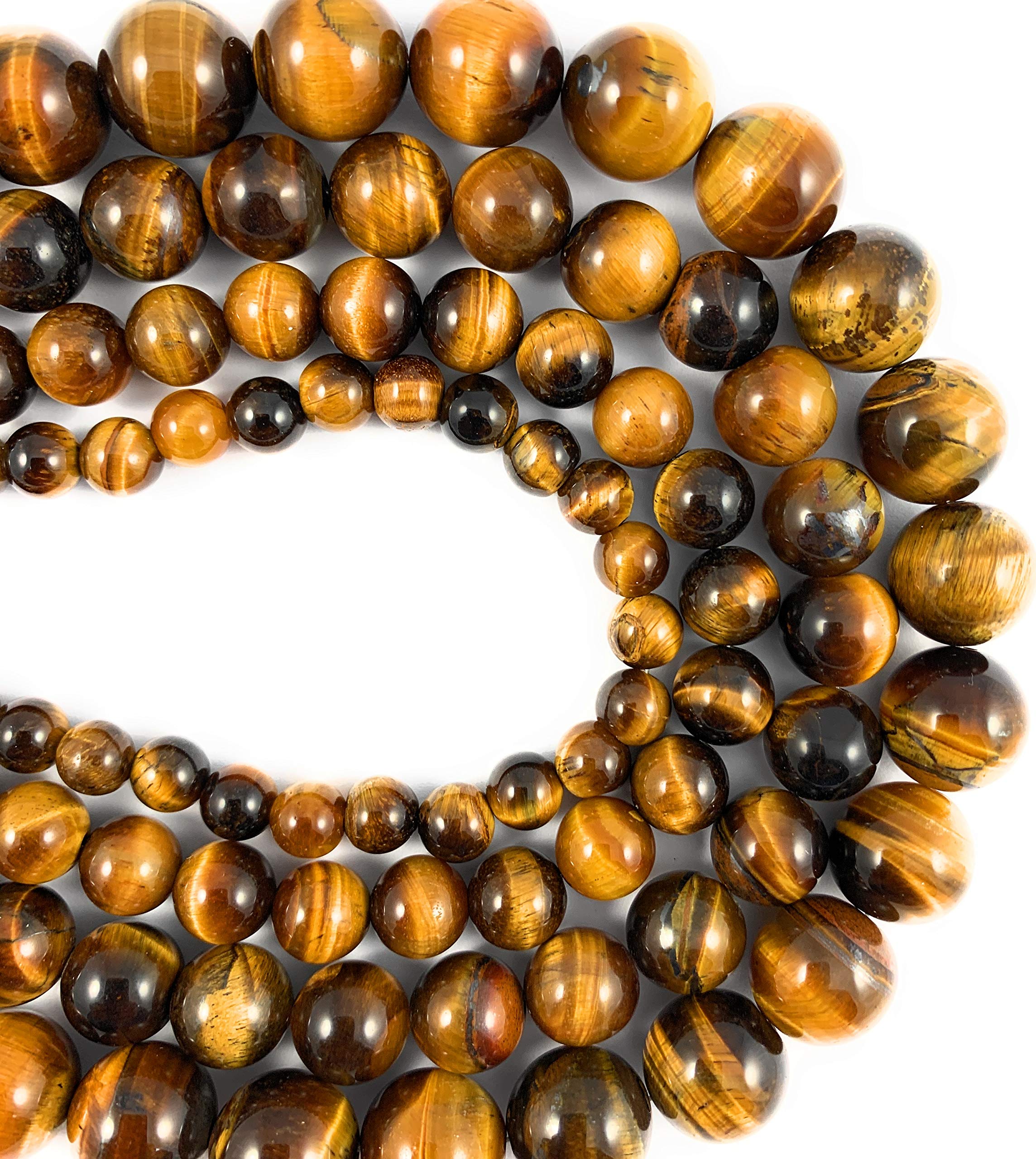 Beadalgo 8mm Natural Yellow Tiger Eye Gemstone Round Beads - 15.5 Inch Strand for DIY Jewelry Making, Bracelets & Necklaces - Healing Crystal Beads for Meditation & Spiritual Crafts