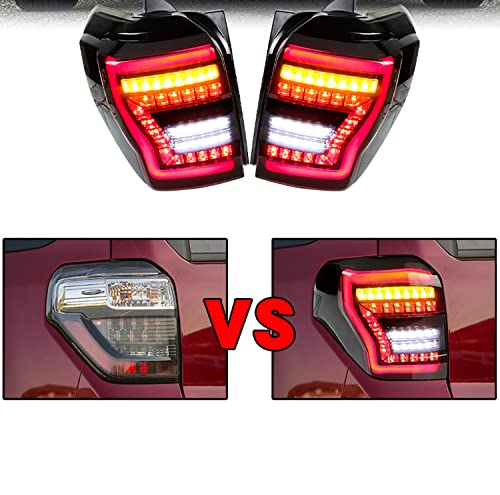 Smoked Black Sequential LED Tail Light Assembly for Toyota 4Runner 2010-2021 - Fiber Optic Turn Signal, Brake & Reverse Lights - Plug & Play Replacement - Perfect for Off-Roading & Night Driving