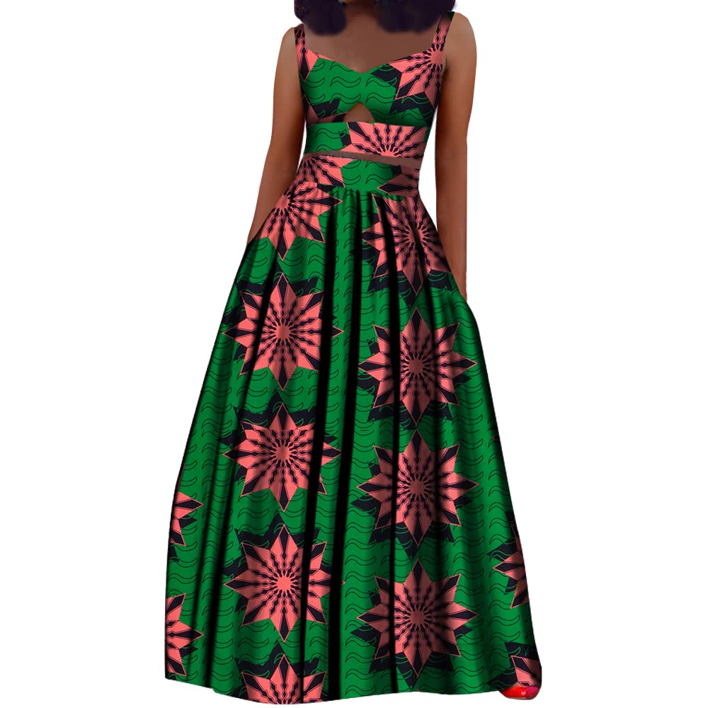 Elegant African Dresses for Women | 2-Piece Traditional Ankara Kente Print Outfit | Casual & Formal Wear for Parties, Weddings & Special Occasions