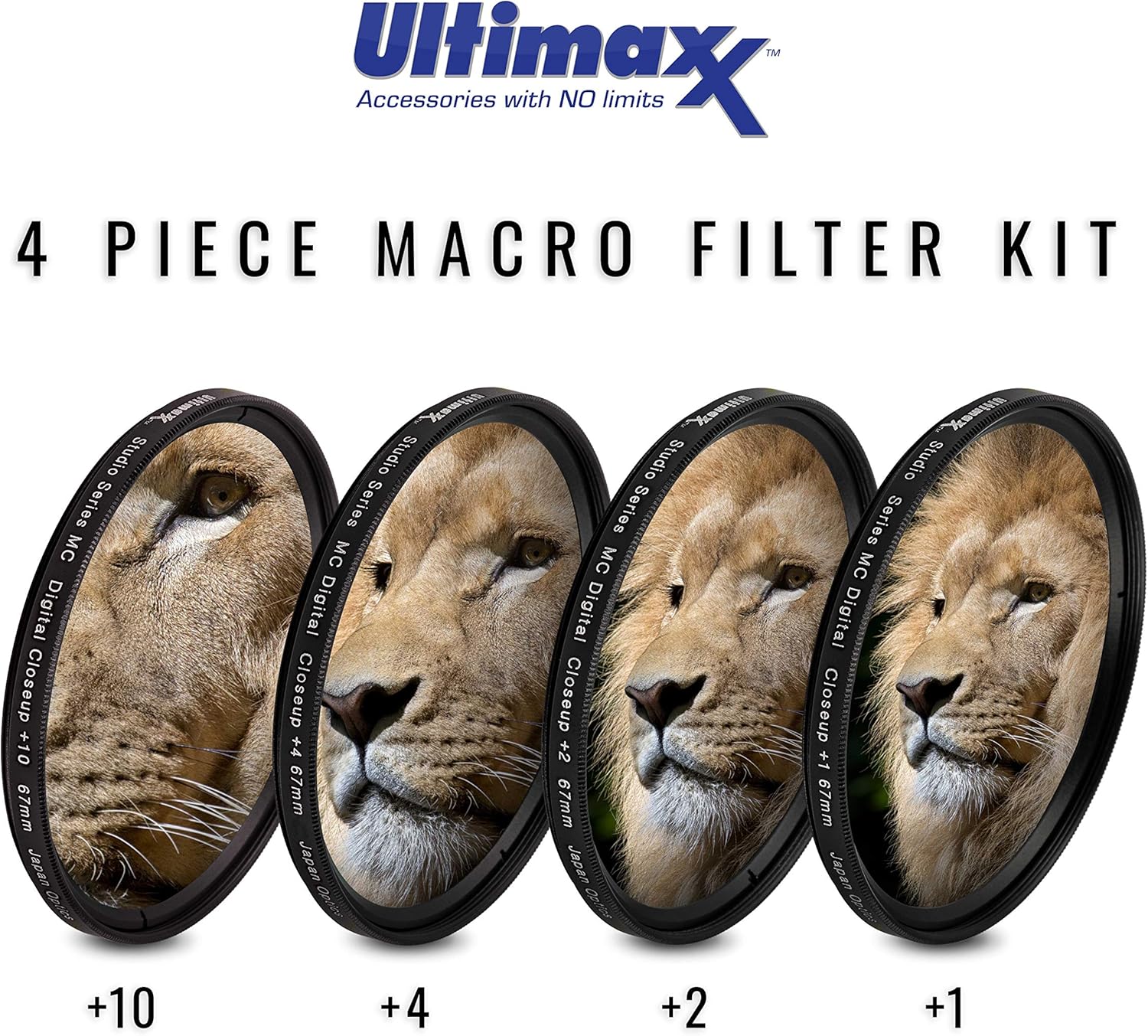 55MM Ultimaxx Professional 4-Piece HD Macro Close-Up Filter Kit (1,2,4,10 Diopter) for Nikon D3300/D3400/D3500/D500/D5200/D5300/D5500/D5600 with AF-P DX NIKKOR 18-55mm f/3.5-5.6G VR - Perfect for Nature Photography & Product Close-Ups
