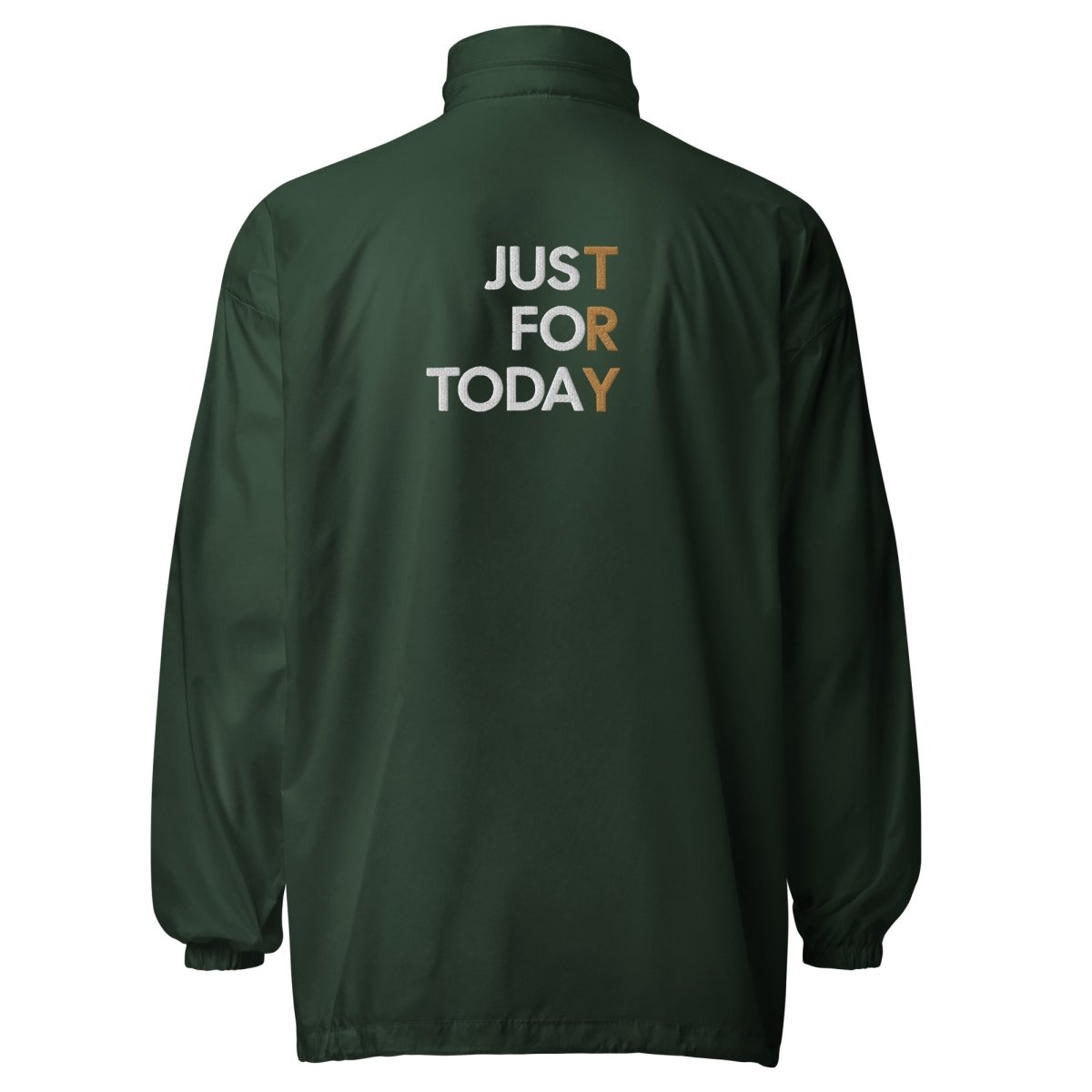 Just for Today Embroidered Windbreaker - Unisex Lightweight Jacket for Men & Women - Perfect for Outdoor Activities, Running, Hiking & Casual Wear