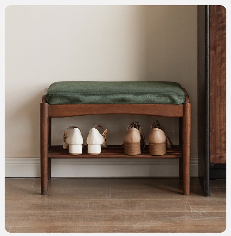 Solid Black Walnut Wood Shoe Bench - Durable Entryway Stool for Shoe Changing & Home Decor | Perfect for Hallway, Bedroom & Mudroom Organization