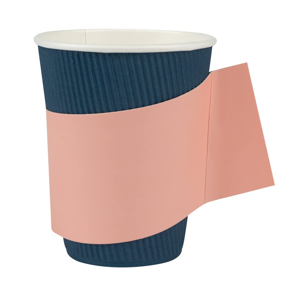 Restpresso Disposable Hot Coffee Sleeves with Handle - 1000 Count Nude Paper Cup Jackets for 12/16/20 oz Cups (Cups Sold Separately) - Perfect for Coffee Shops, Cafes & Takeout Businesses