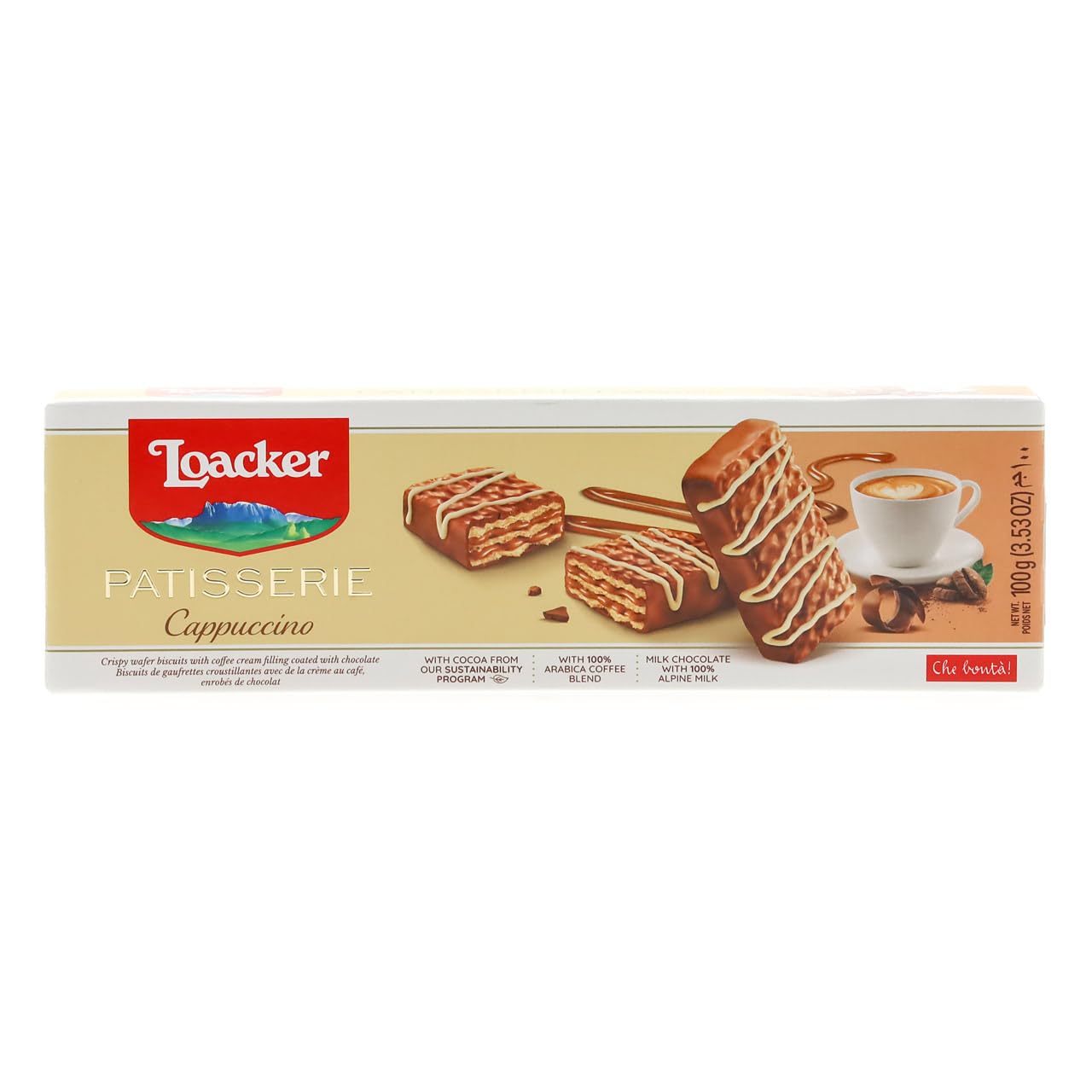 Loacker Patisserie Cappuccino Bite Size Milk Chocolate Covered Wafer Cookies with Coffee Cream Filling - 12 Pack | Premium Italian Snacks for Coffee Break, Office Treats & Gift Giving