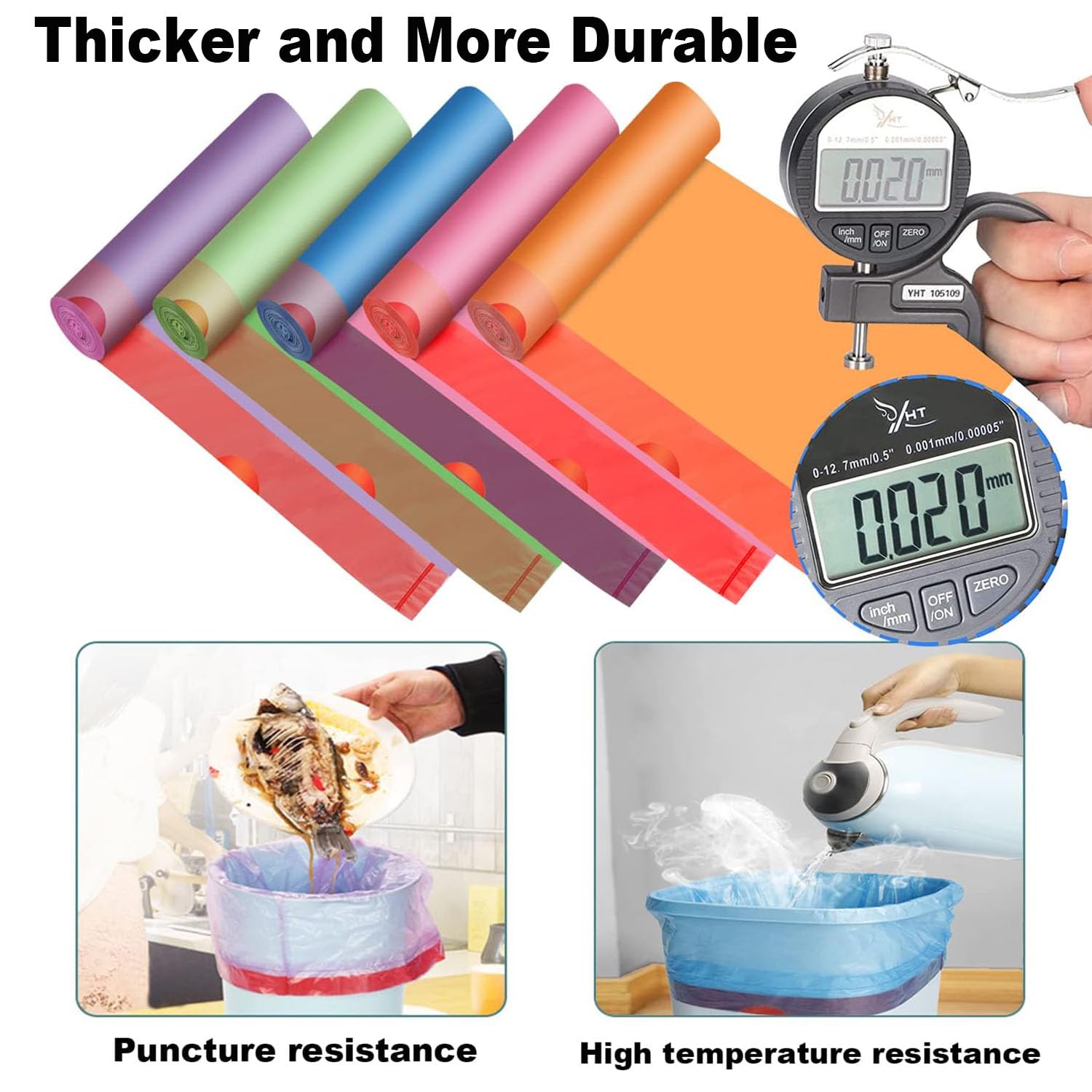 Extra Thick 4-6 Gallon Small Trash Bags with Drawstring | Unscented Heavy Duty Garbage Bags for Kitchen, Bathroom & Office | 80 Count Wastebasket Liners | Perfect for Small Bins, Diaper Pails & Desk Side Disposal