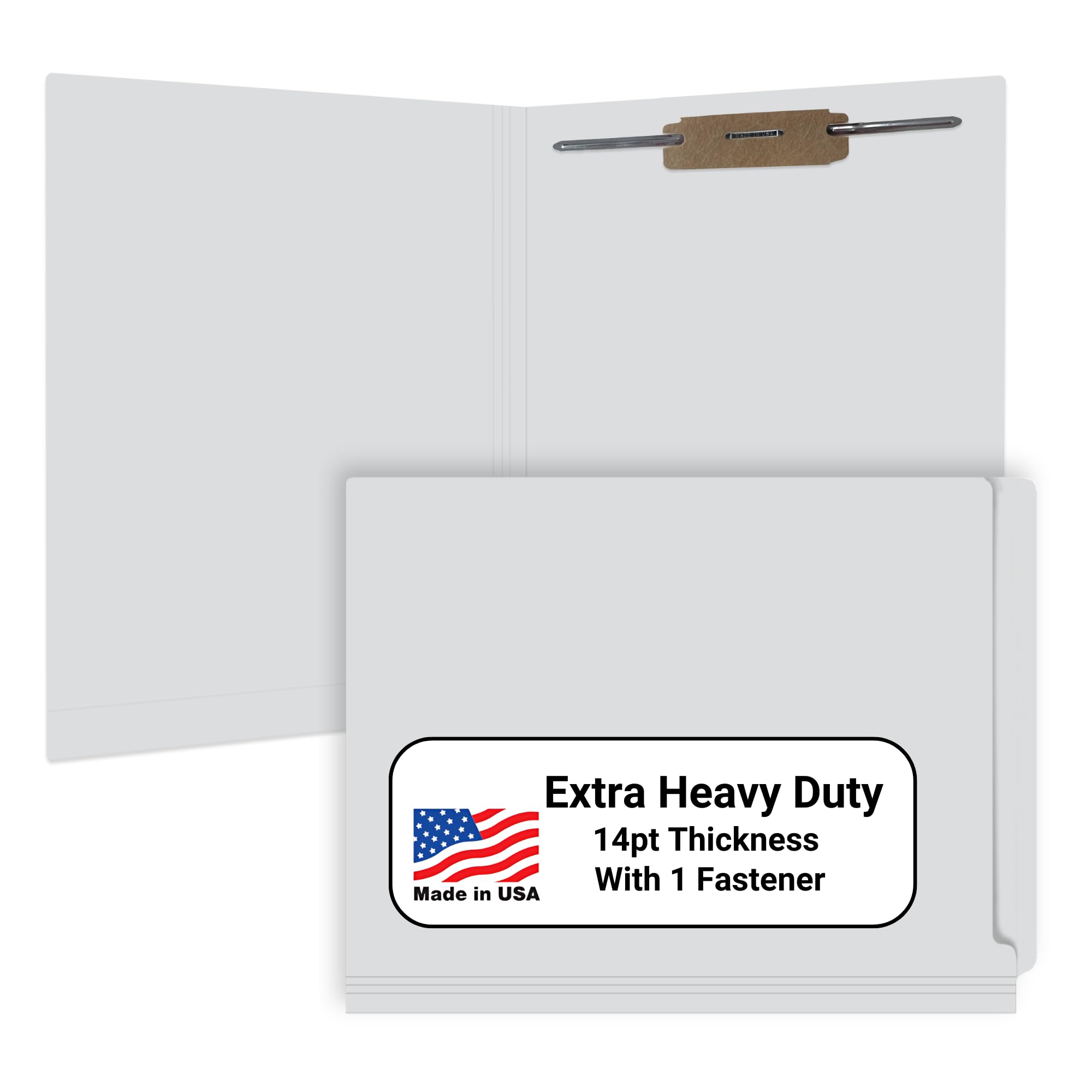 250-Count Gray Letter Size File Folders - 14pt Reinforced End Tab with 2