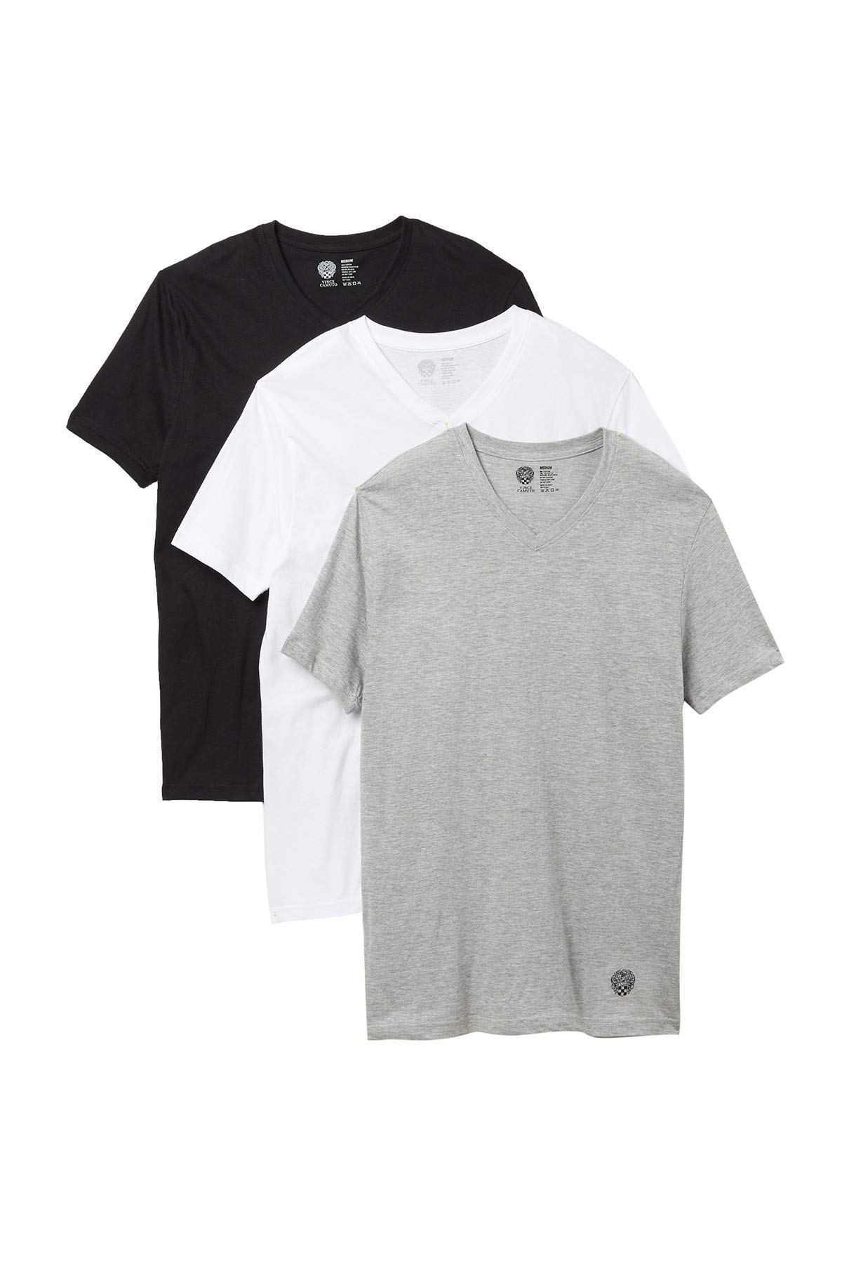 Vince Camuto Men's 3-Pack Soft Cotton V-Neck T-Shirts - Comfortable Casual Undershirts for Everyday Wear, Layering & Gym