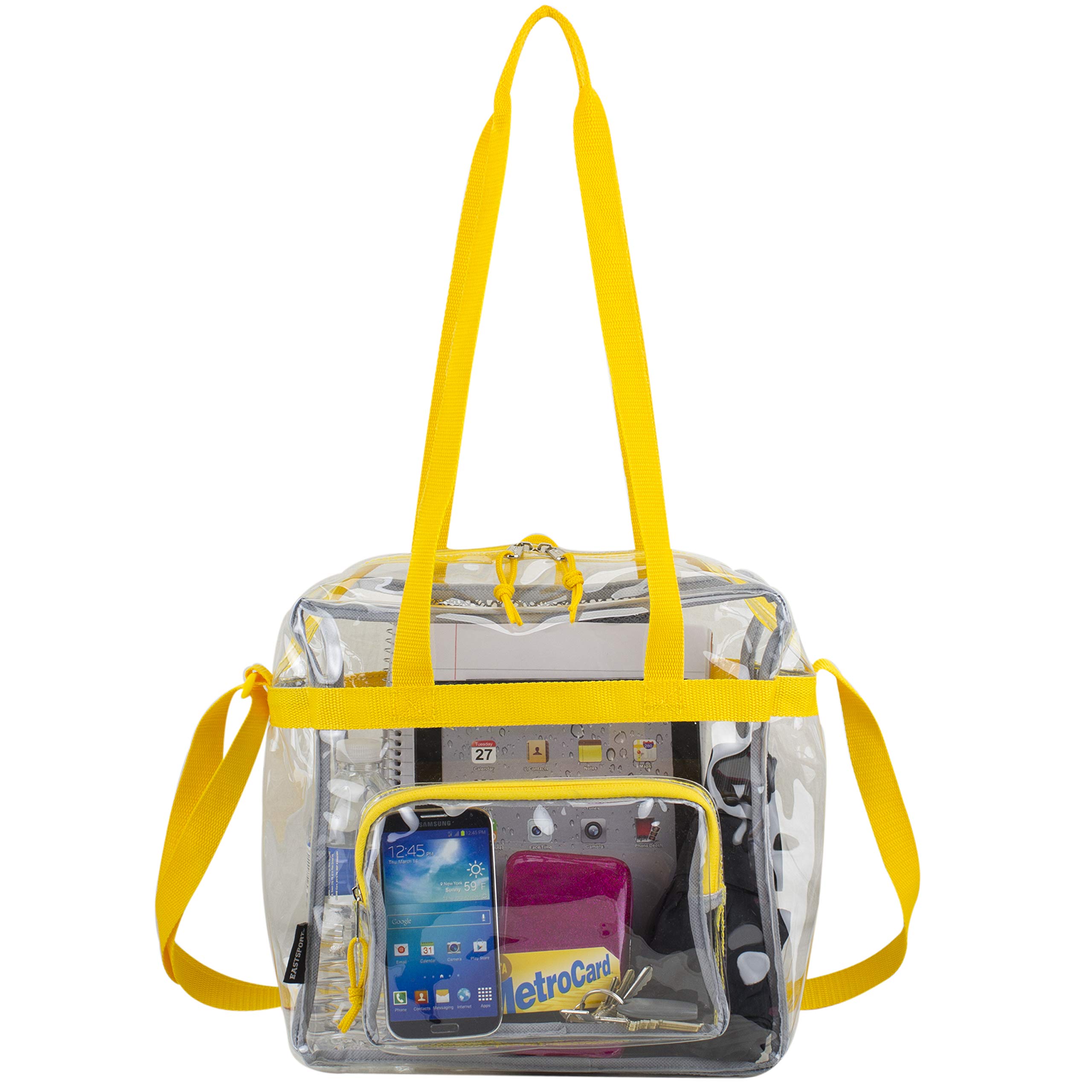 EastSport Clear Stadium Approved Tote Bag - See Through Crossbody Shoulder Messenger Purse for Women & Men - Perfect for Sports Games, Concerts, Work & School Events