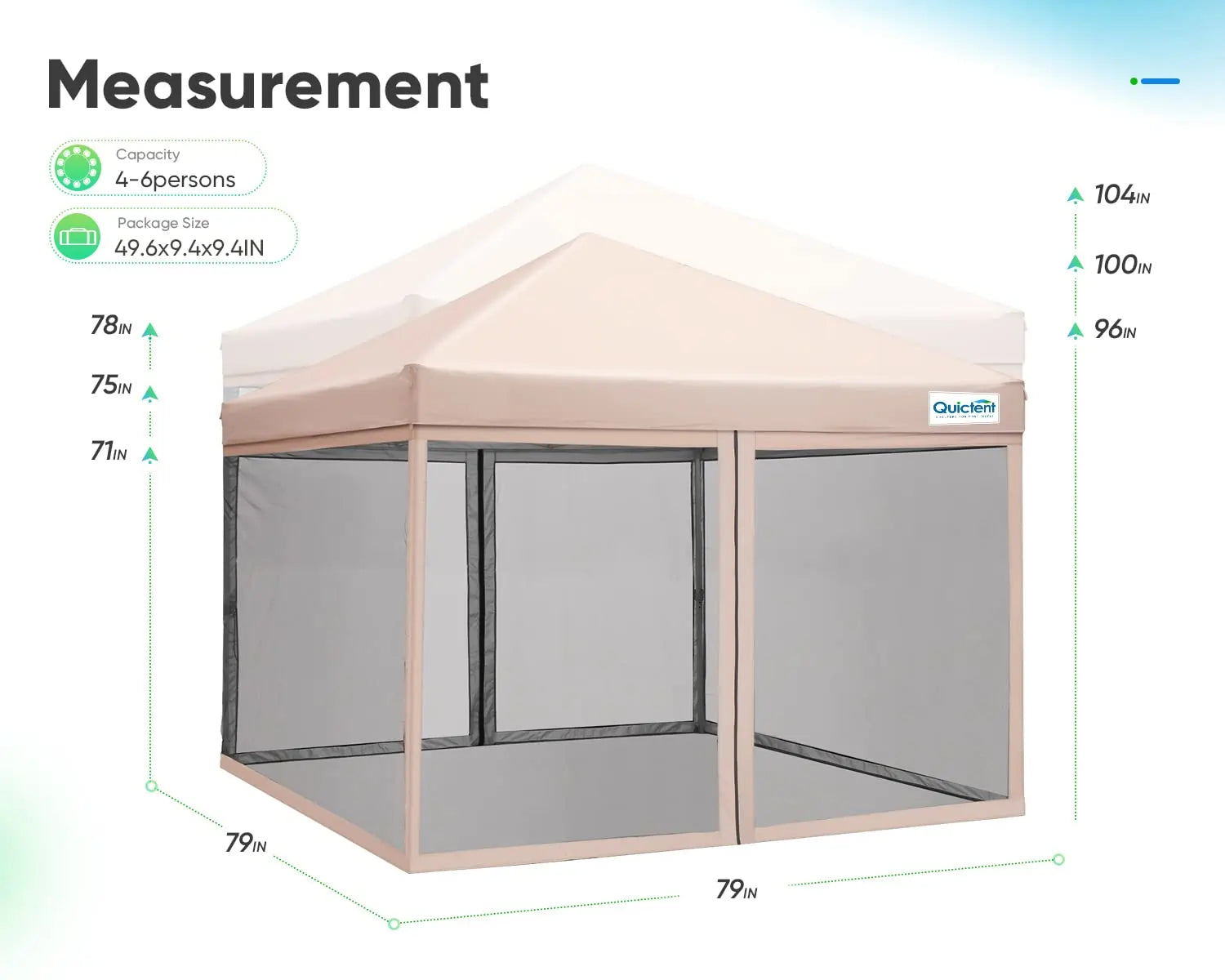 6.6' x 6.6' Small Pop Up Canopy Tent with Mesh Netting - Portable Instant Shelter for Outdoor Camping, Beach, Picnic and Backyard Parties