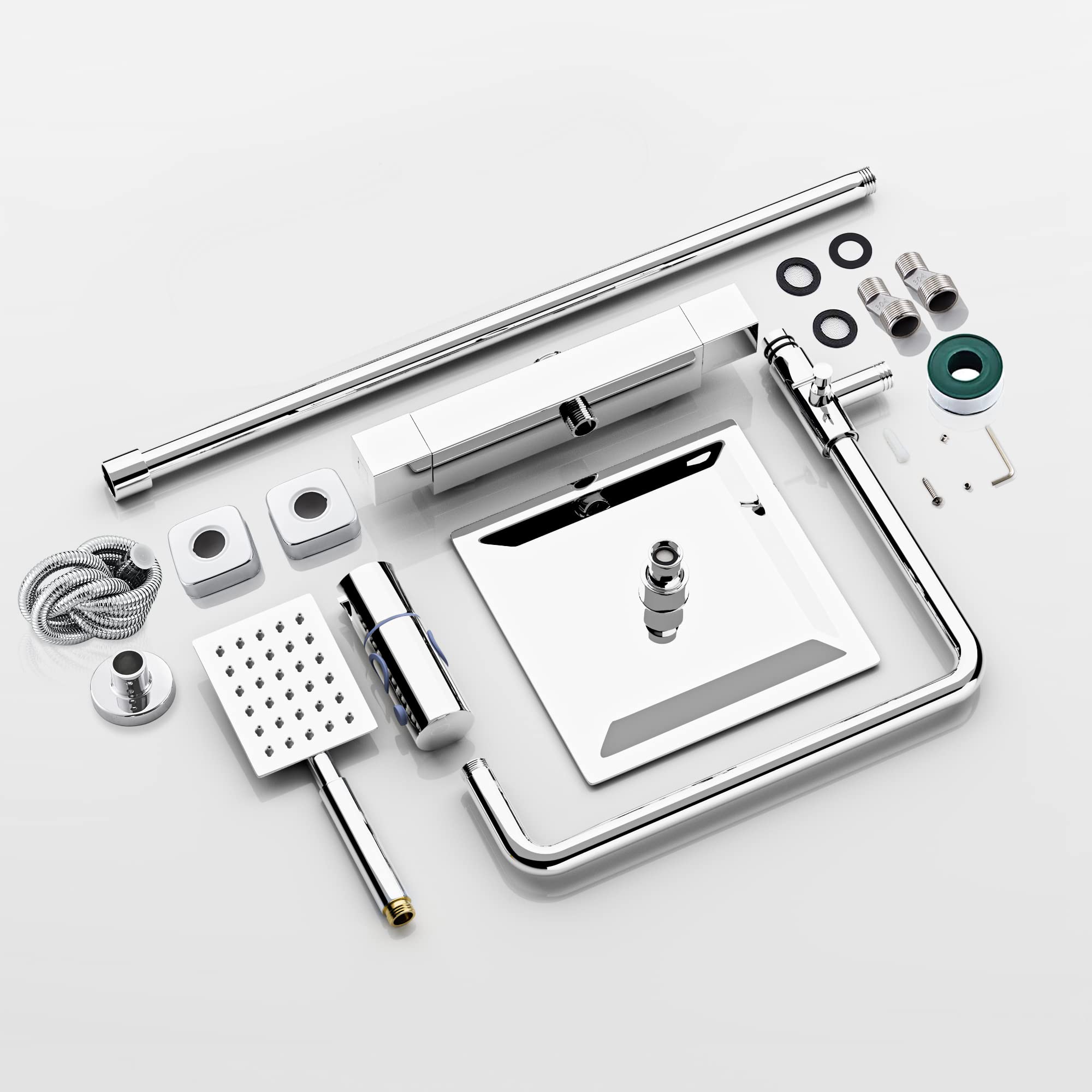 Premium MORADO 304 Stainless Steel Thermostatic Shower Column System with Mixer, Modern Rain Shower Head & 3-Function Hand Shower - Perfect for Luxurious Bathroom Upgrades & Spa-Like Experience