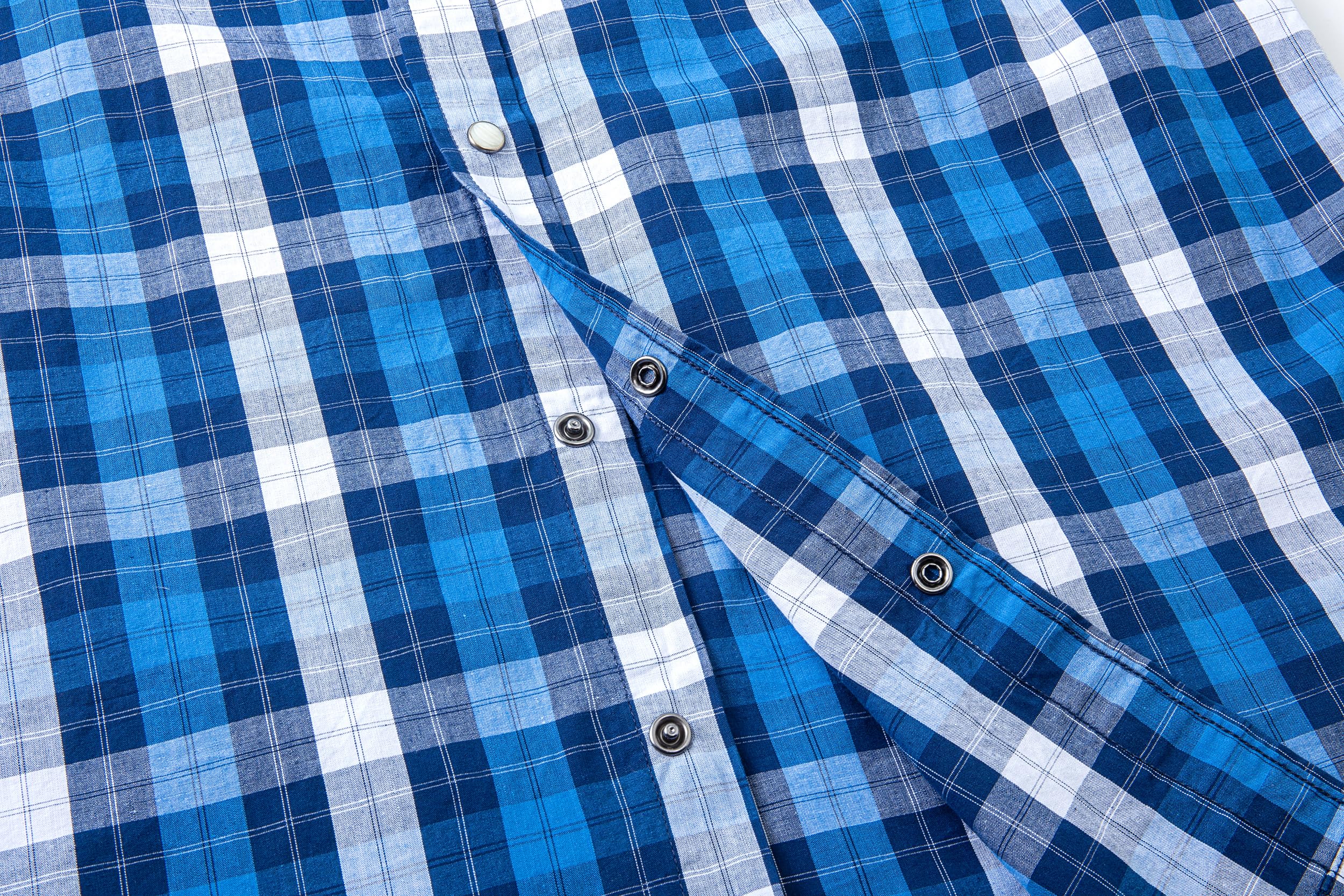 **Men's Short Sleeve Western Shirts with Pearl Snap Buttons - Casual Plaid Button-Up Shirt, Regular Fit for Cowboy, Rodeo & Outdoor Wear**