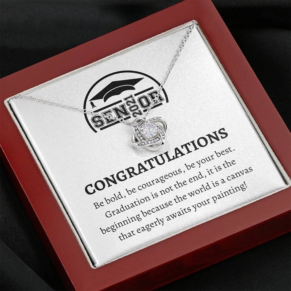 Personalized Graduation Jewelry Gift - Love Knot Necklace for Her | 2021 Graduation Gift, Senior Graduation Present, Congratulations Grad Keepsake | Perfect for Graduation Ceremonies, Parties & Special Occasions