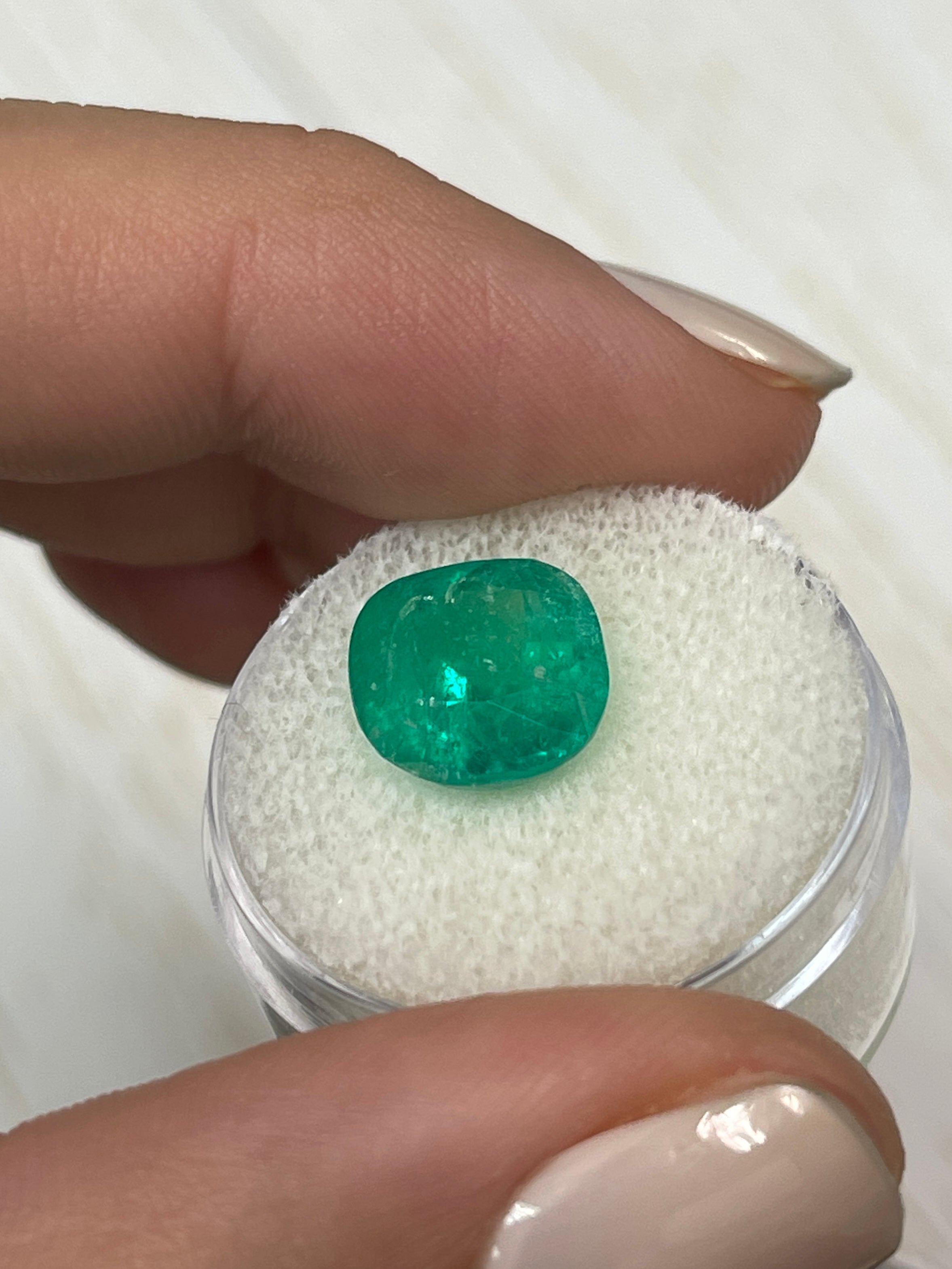 5.43 Carat Medium Green Natural Loose Colombian Emerald Cushion Cut Gemstone - Perfect for Engagement Rings, Fine Jewelry & Collector's Pieces